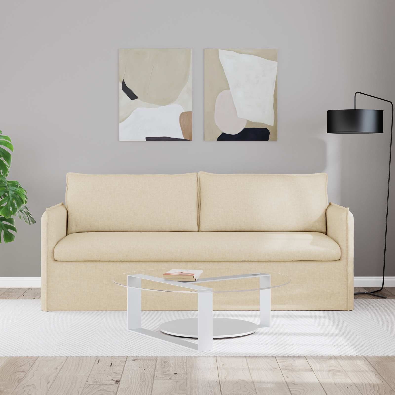 Sofa Creme 196 x 82 x 85 cm Stoff