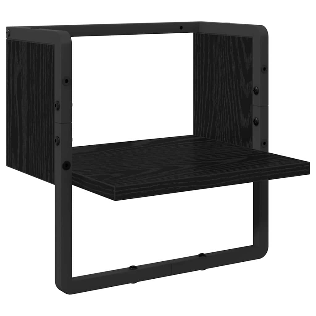 Wandregal Wandhalterung Schwarz Eichen-Optik 30 x 25 x 30 cm
