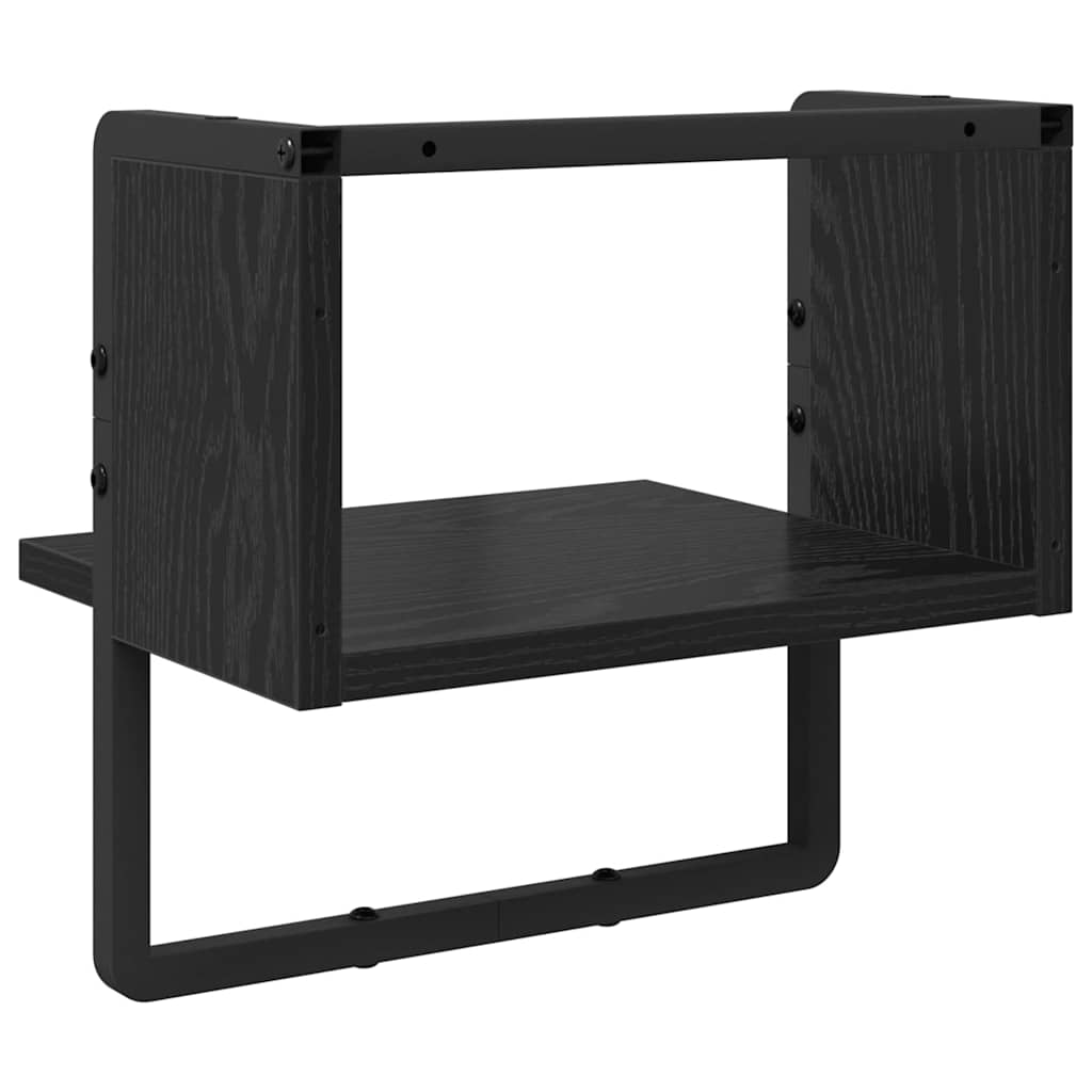 Wandregal Wandhalterung Schwarz Eichen-Optik 30 x 25 x 30 cm