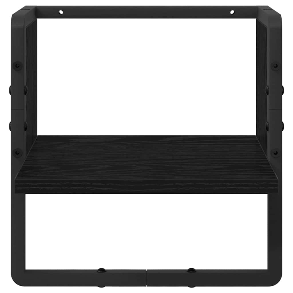 Wandregal Wandhalterung Schwarz Eichen-Optik 30 x 25 x 30 cm