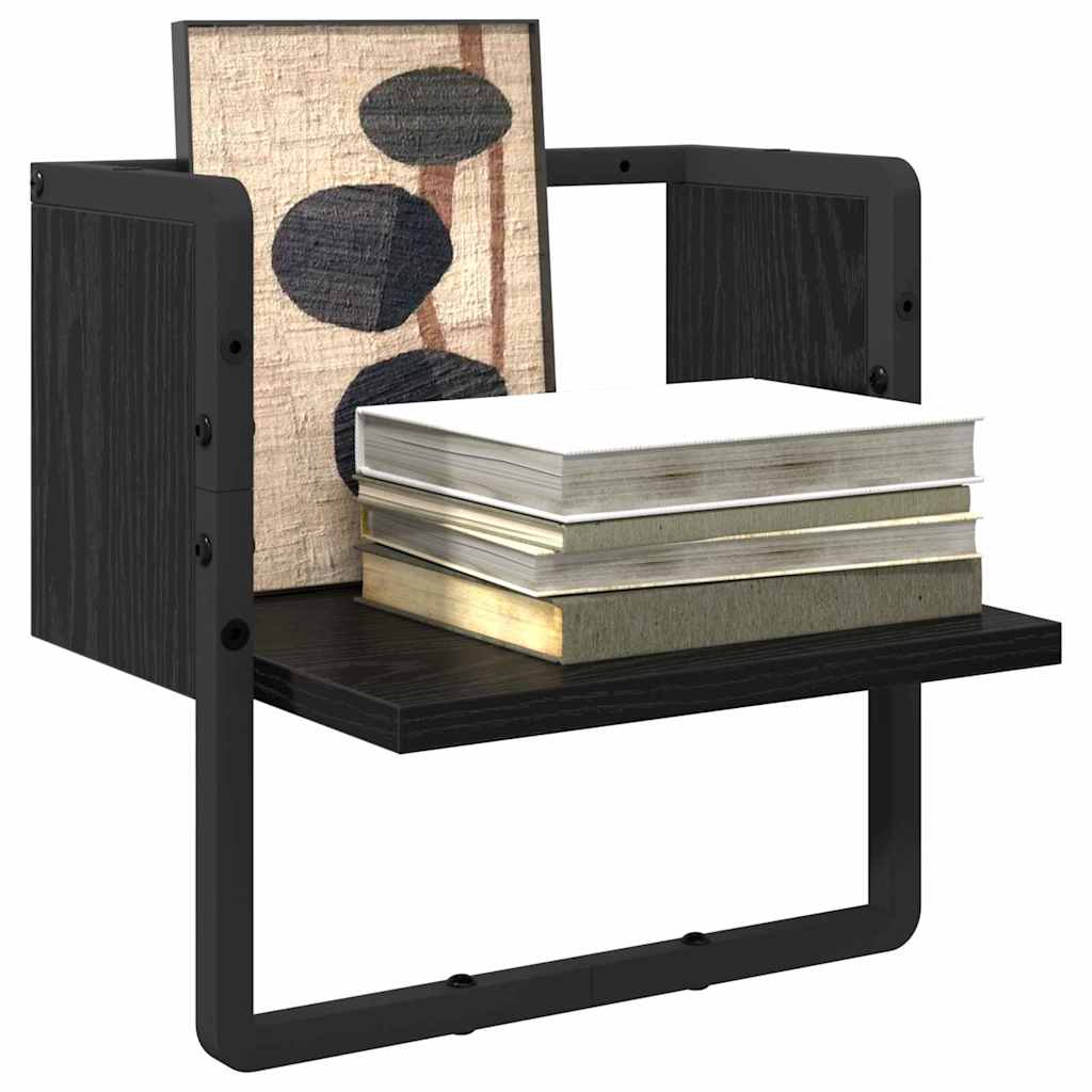 Wandregal Wandhalterung Schwarz Eichen-Optik 30 x 25 x 30 cm