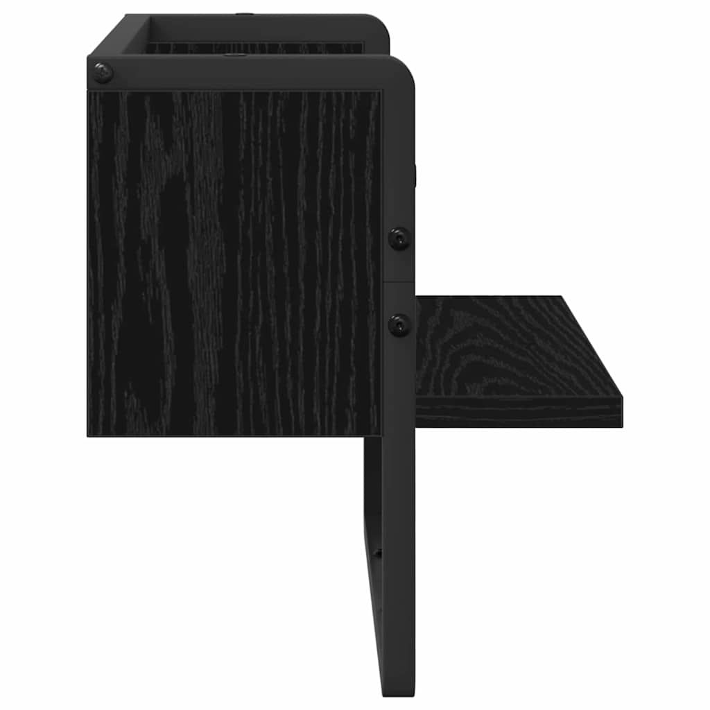 Wandregal Wandhalterung Schwarz Eichen-Optik 30 x 25 x 30 cm