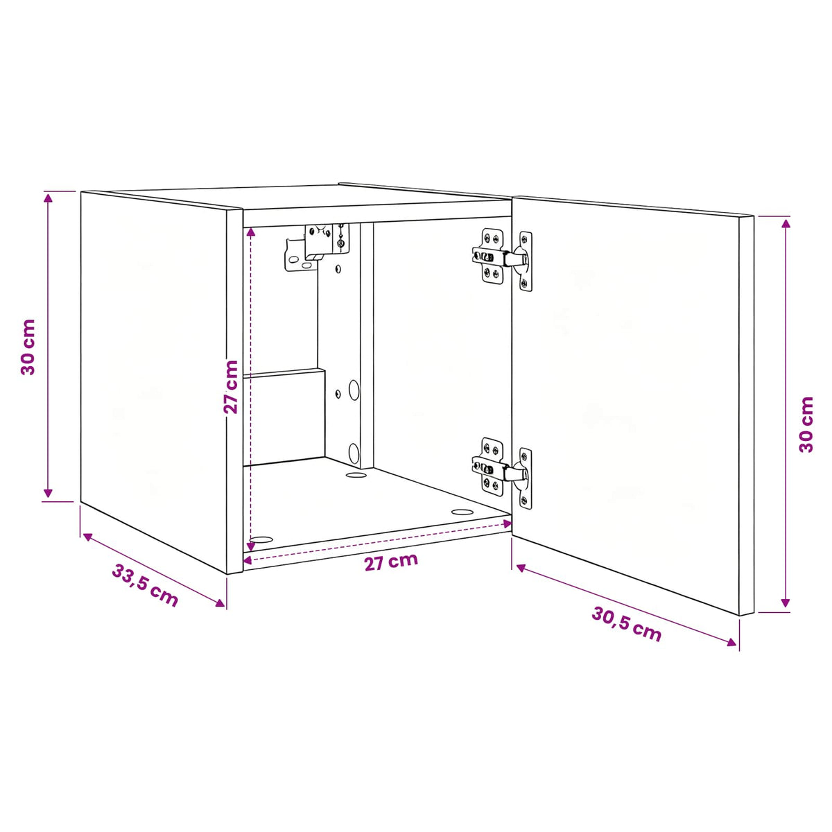 TV-Wandschrank 30,5 x 35 x 30 cm Kunsthandwerk Eiche