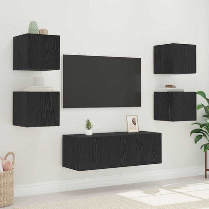 TV-Wandschrank 30,5 x 35 x 30 cm Schwarz Eichen-Optik