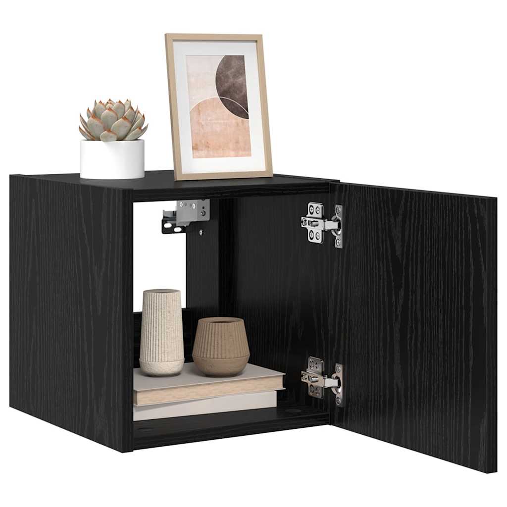TV-Wandschrank 30,5 x 35 x 30 cm Schwarz Eichen-Optik