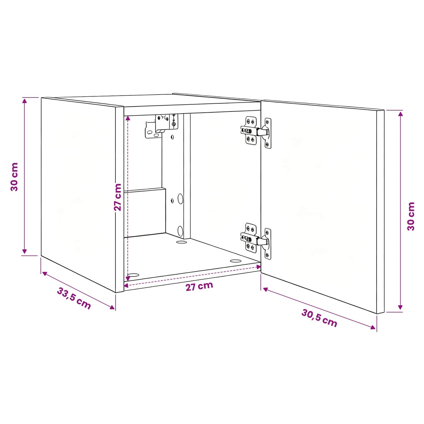 TV-Wandschrank 30,5 x 35 x 30 cm Schwarz Eichen-Optik