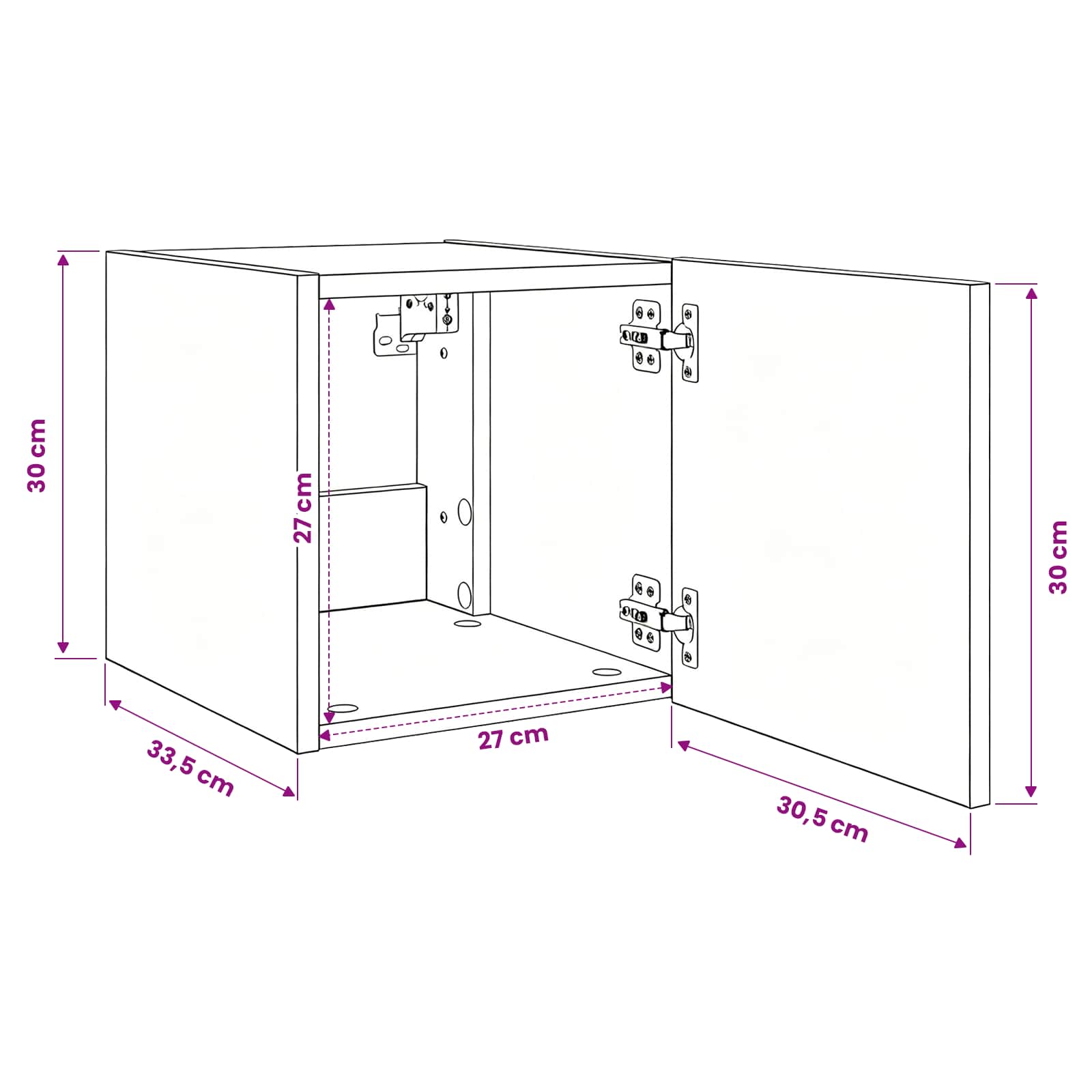 TV-Wandschrank 30,5 x 35 x 30 cm Schwarz Eichen-Optik