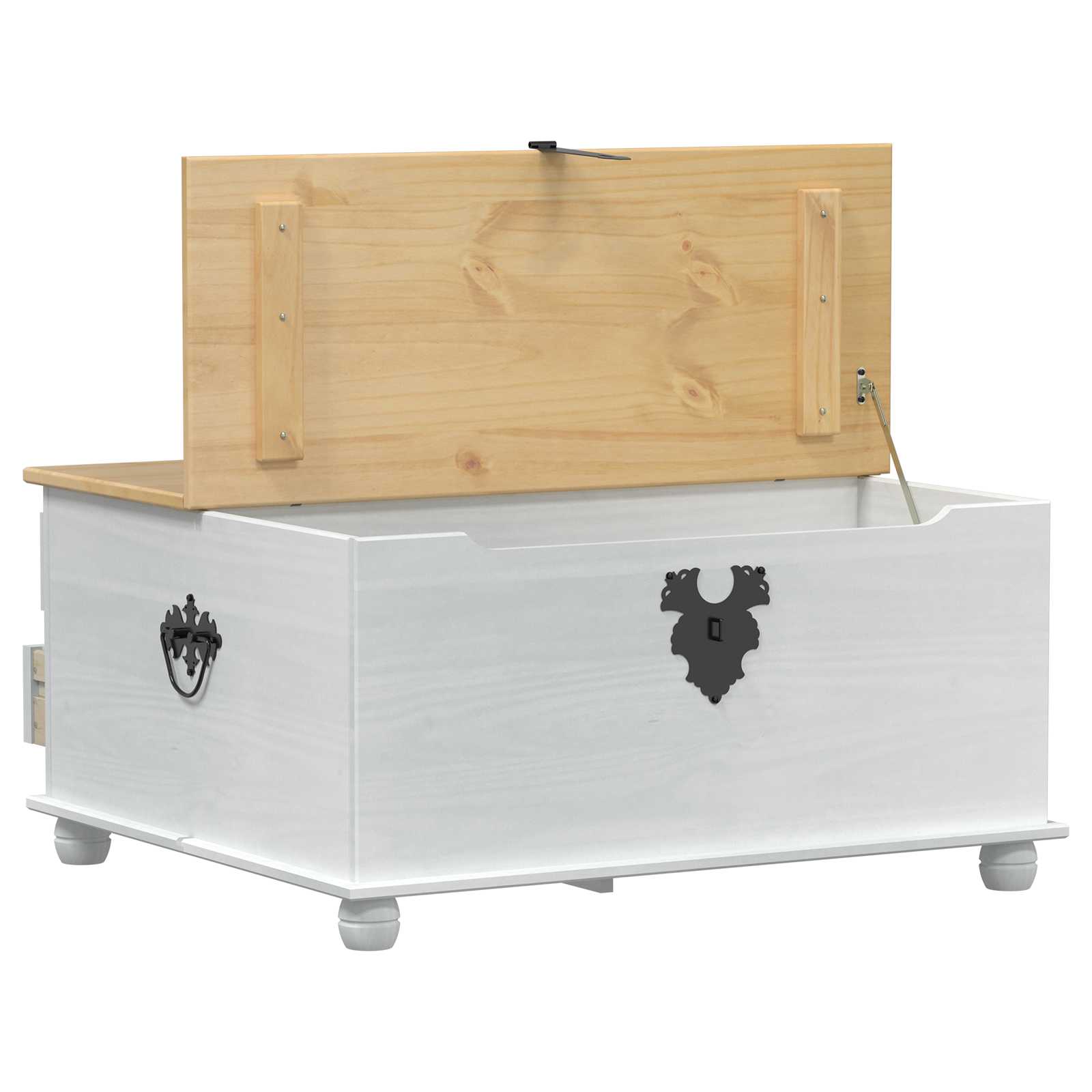 Aufbewahrungsbox Weiß 90 x 78 x 45 cm Massives Kiefernholz