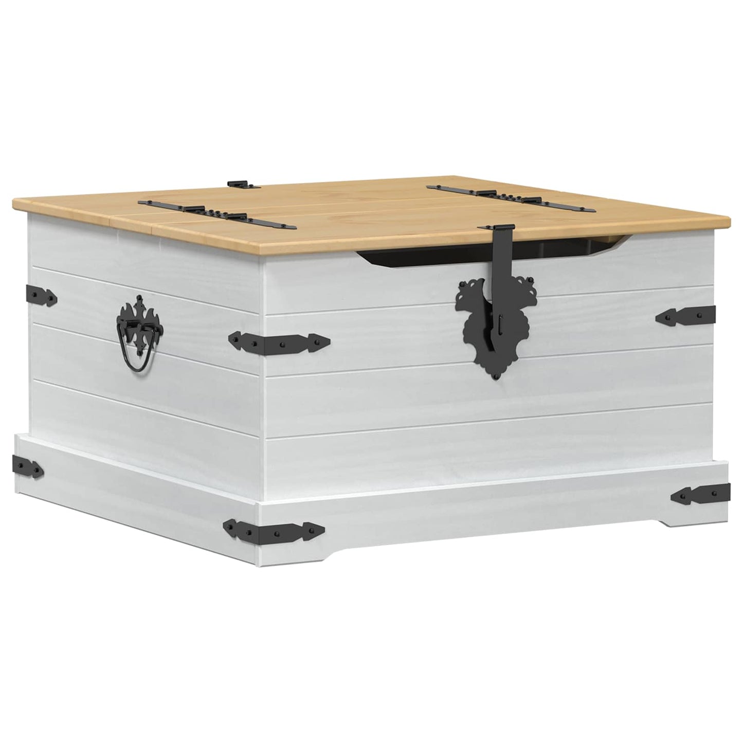 Aufbewahrungsbox Weiß 78 x 78 x 45 cm Massives Kiefernholz