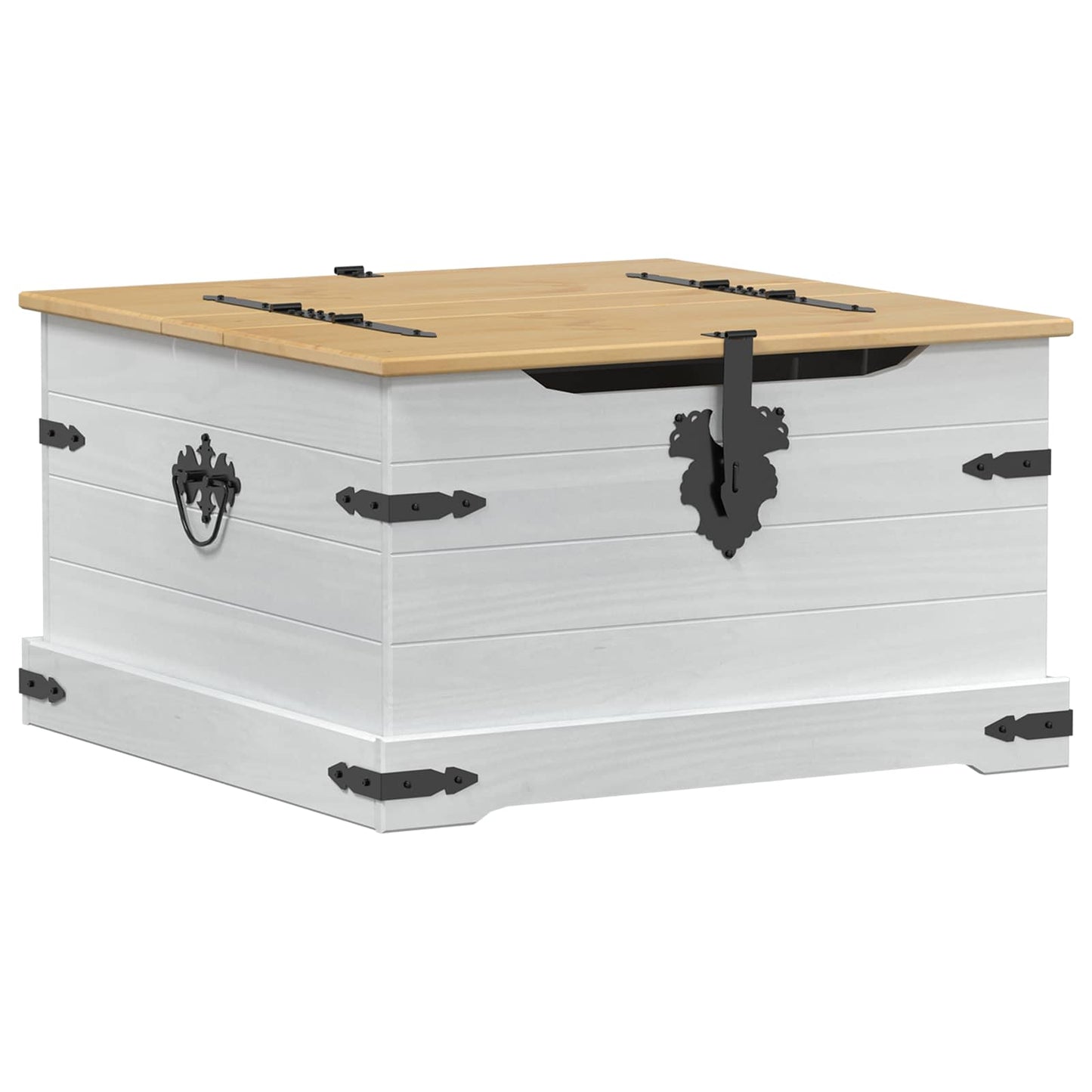 Aufbewahrungsbox Weiß 78 x 78 x 45 cm Massives Kiefernholz