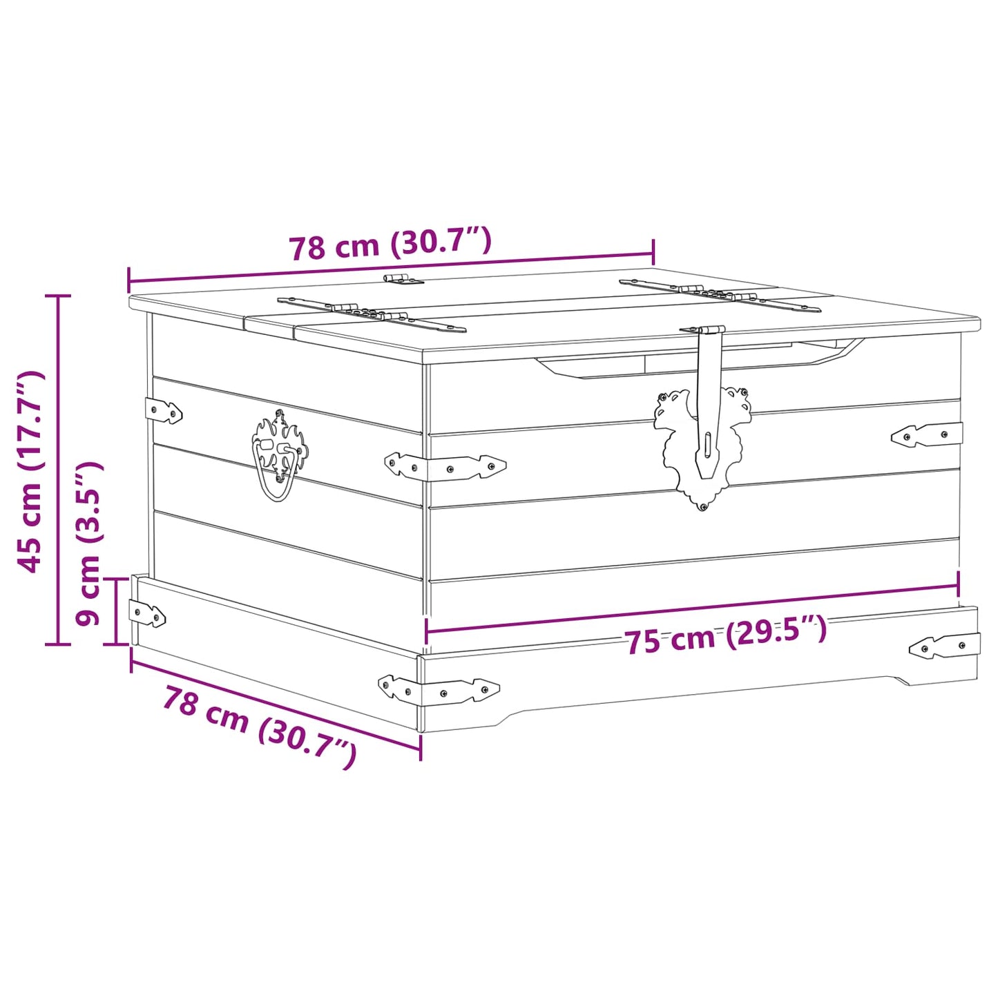 Aufbewahrungsbox Weiß 78 x 78 x 45 cm Massives Kiefernholz