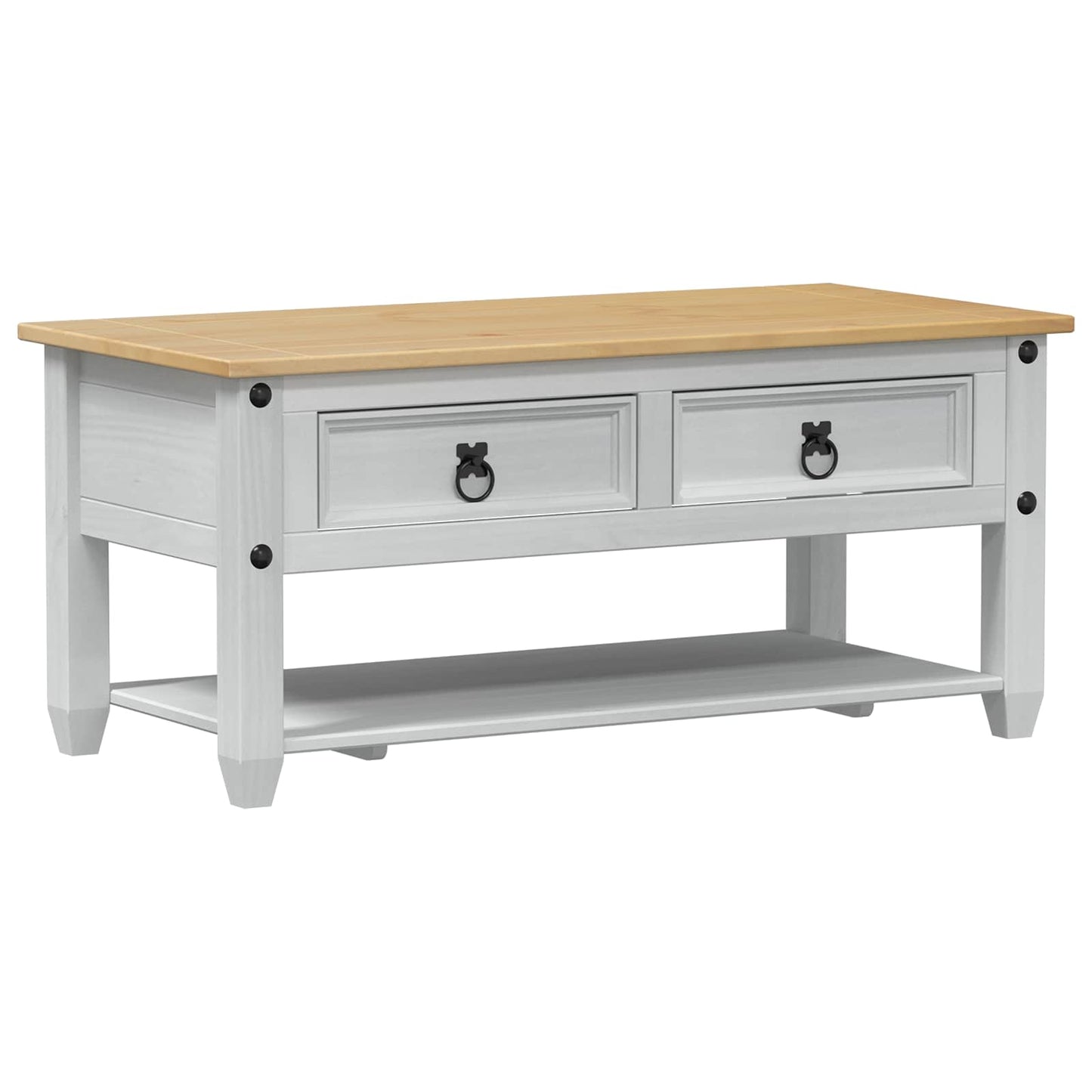 Couchtisch Weiß 100 x 48 x 45 cm Massives Kiefernholz