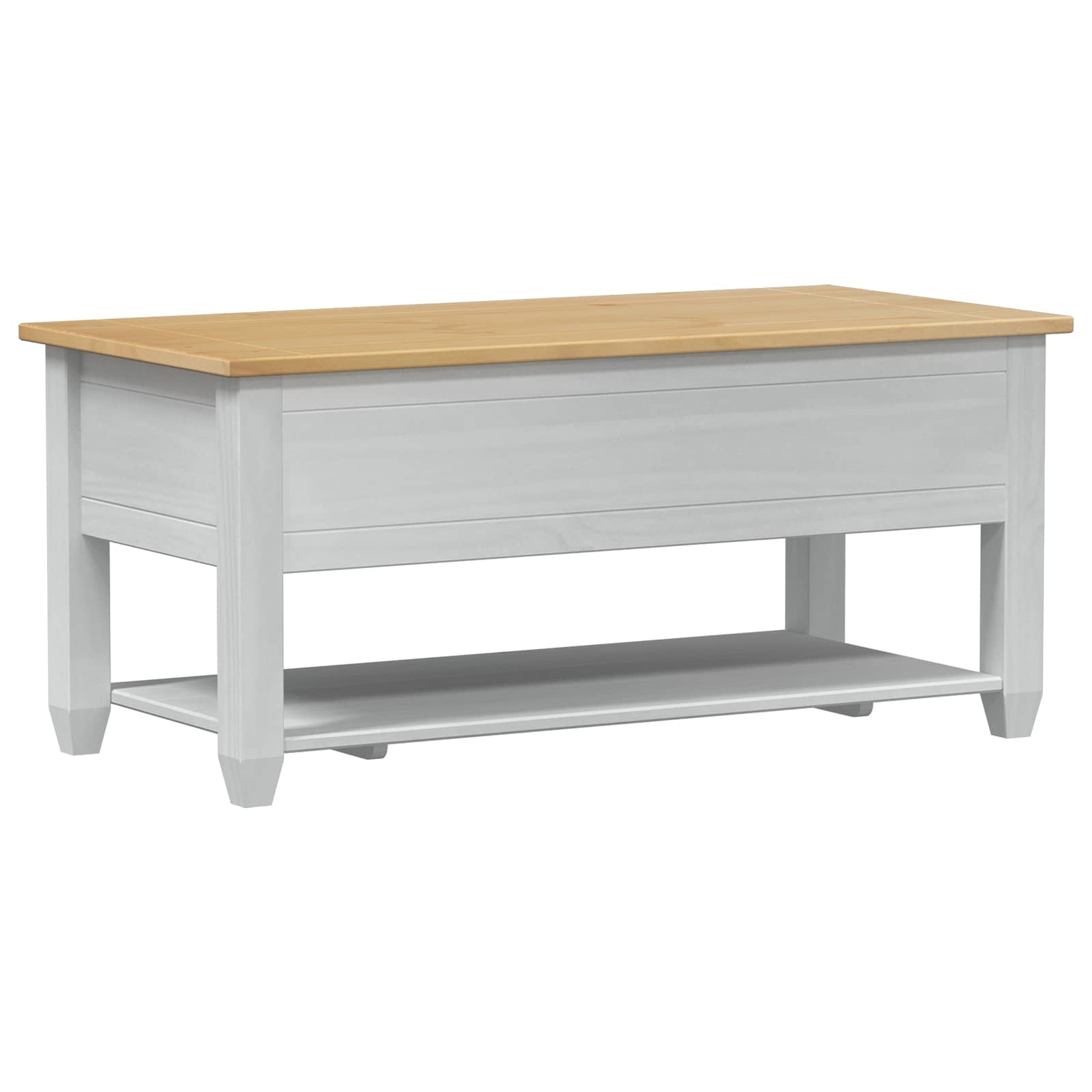 Couchtisch Weiß 100 x 48 x 45 cm Massives Kiefernholz