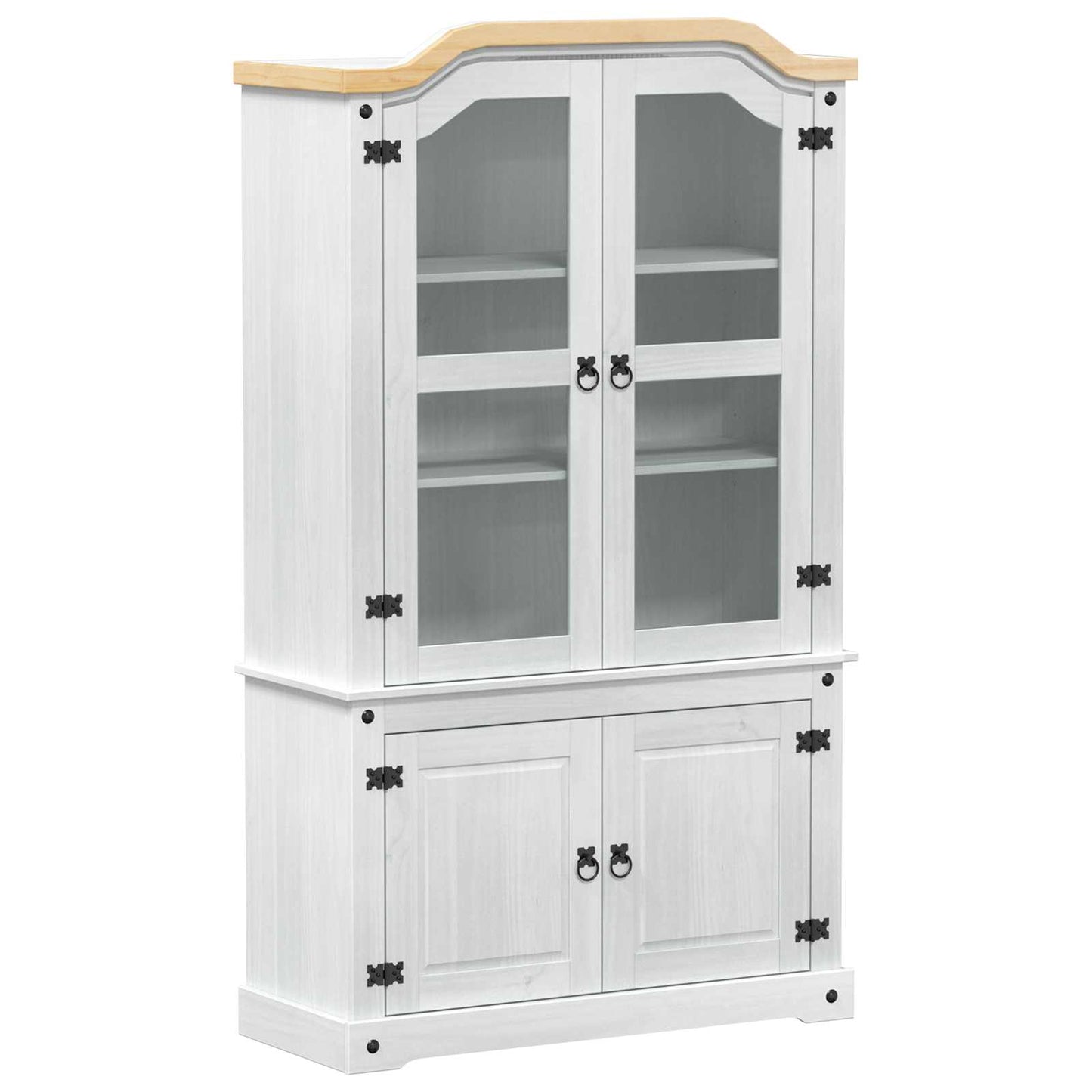 Vitrine Weiß 103,5 x 42 x 180 cm Massives Kiefernholz
