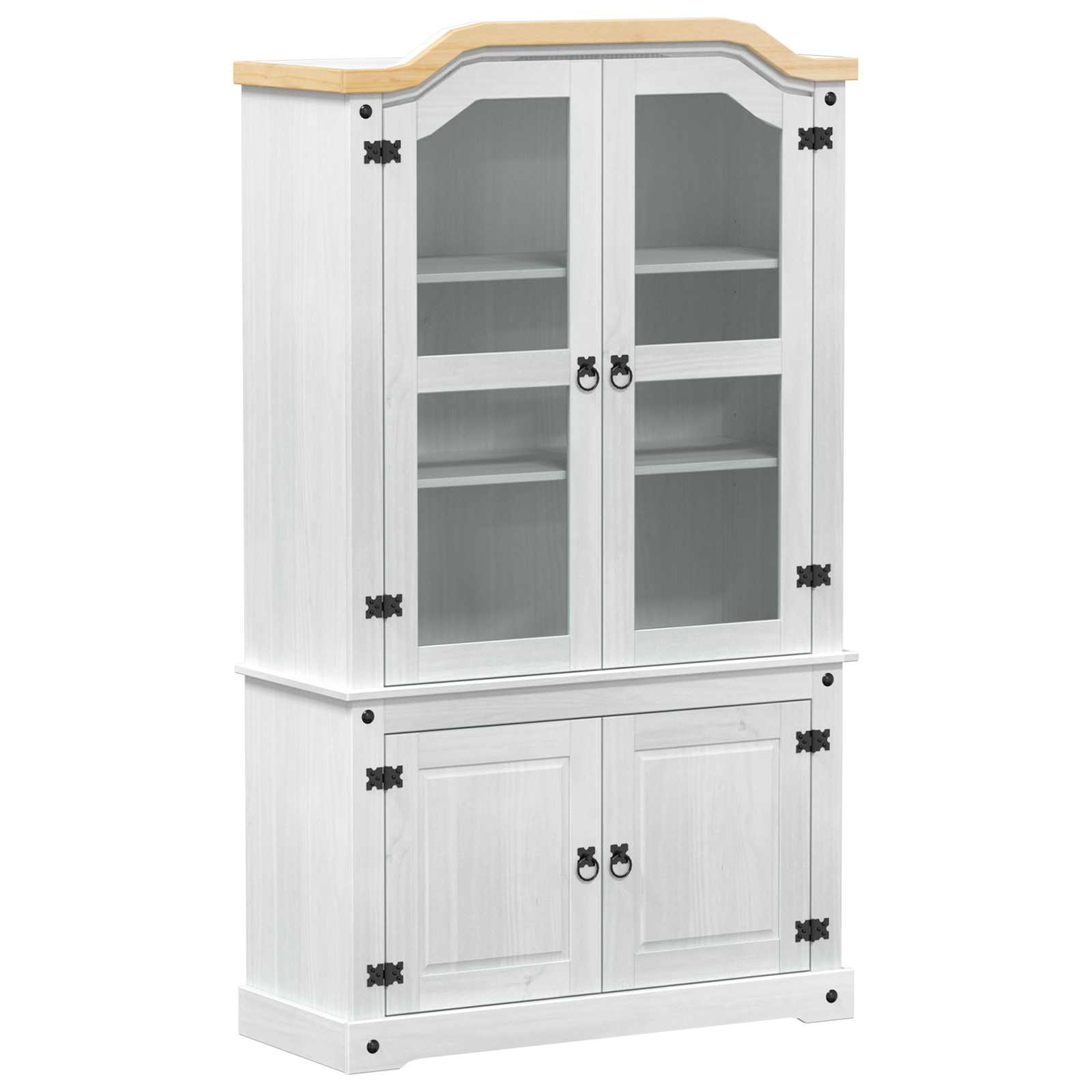 Vitrine Weiß 103,5 x 42 x 180 cm Massives Kiefernholz