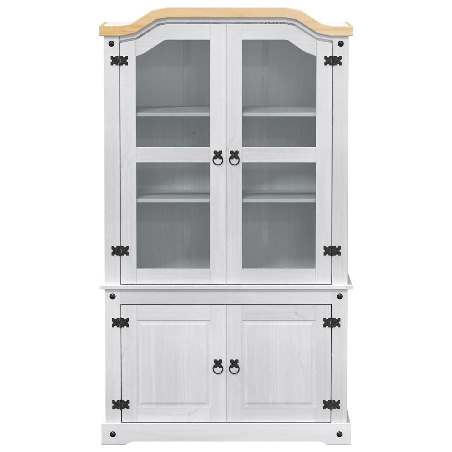 Vitrine Weiß 103,5 x 42 x 180 cm Massives Kiefernholz