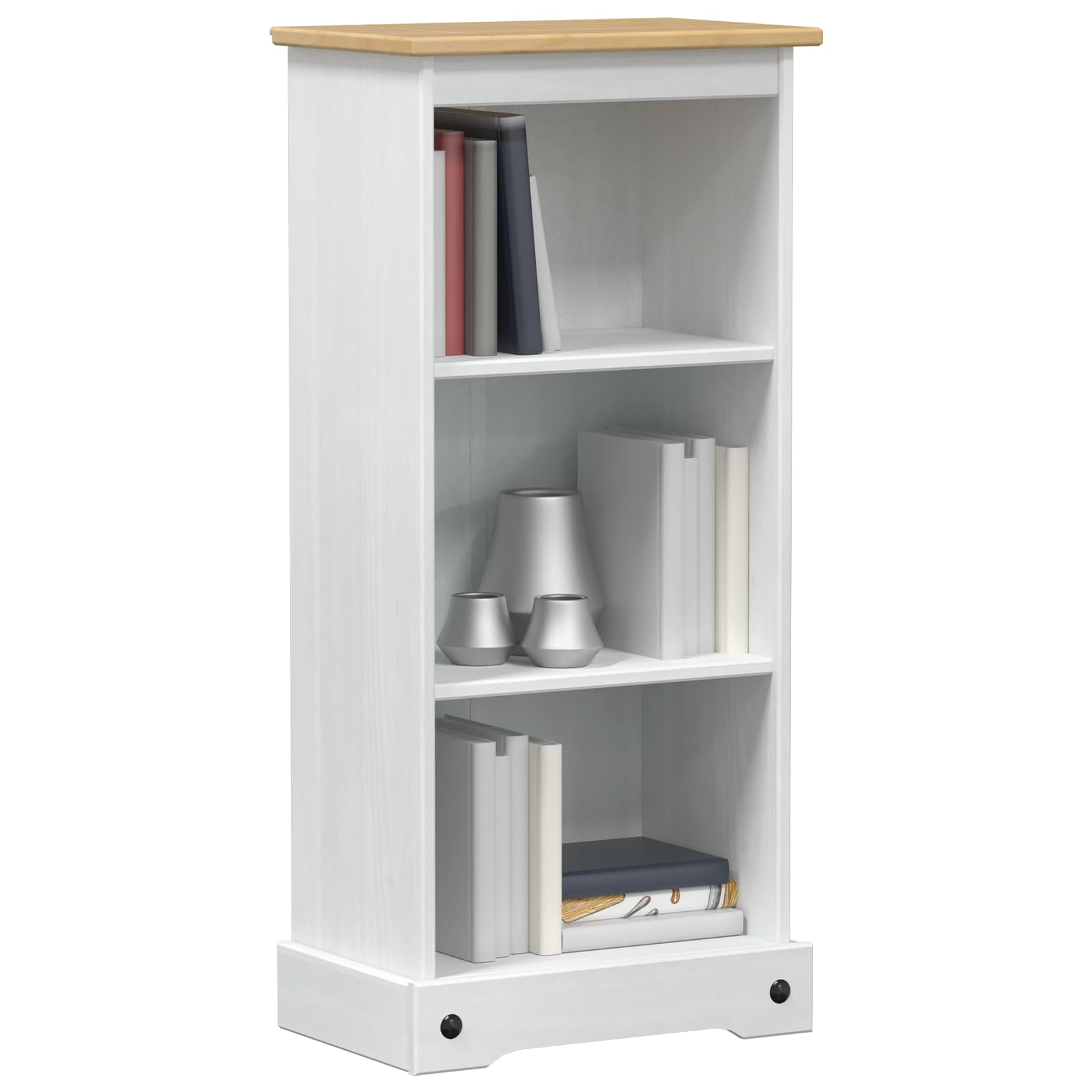 Bücherregal 46 x 29 x 100 cm Massives Kiefernholz Weiß