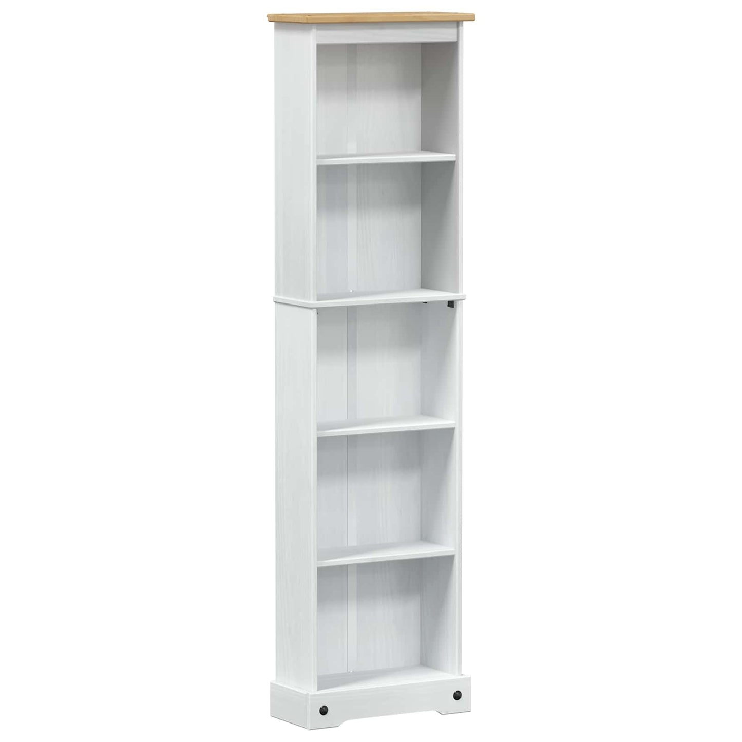 Bücherregal 46 x 20 x 170 cm Massives Kiefernholz Weiß