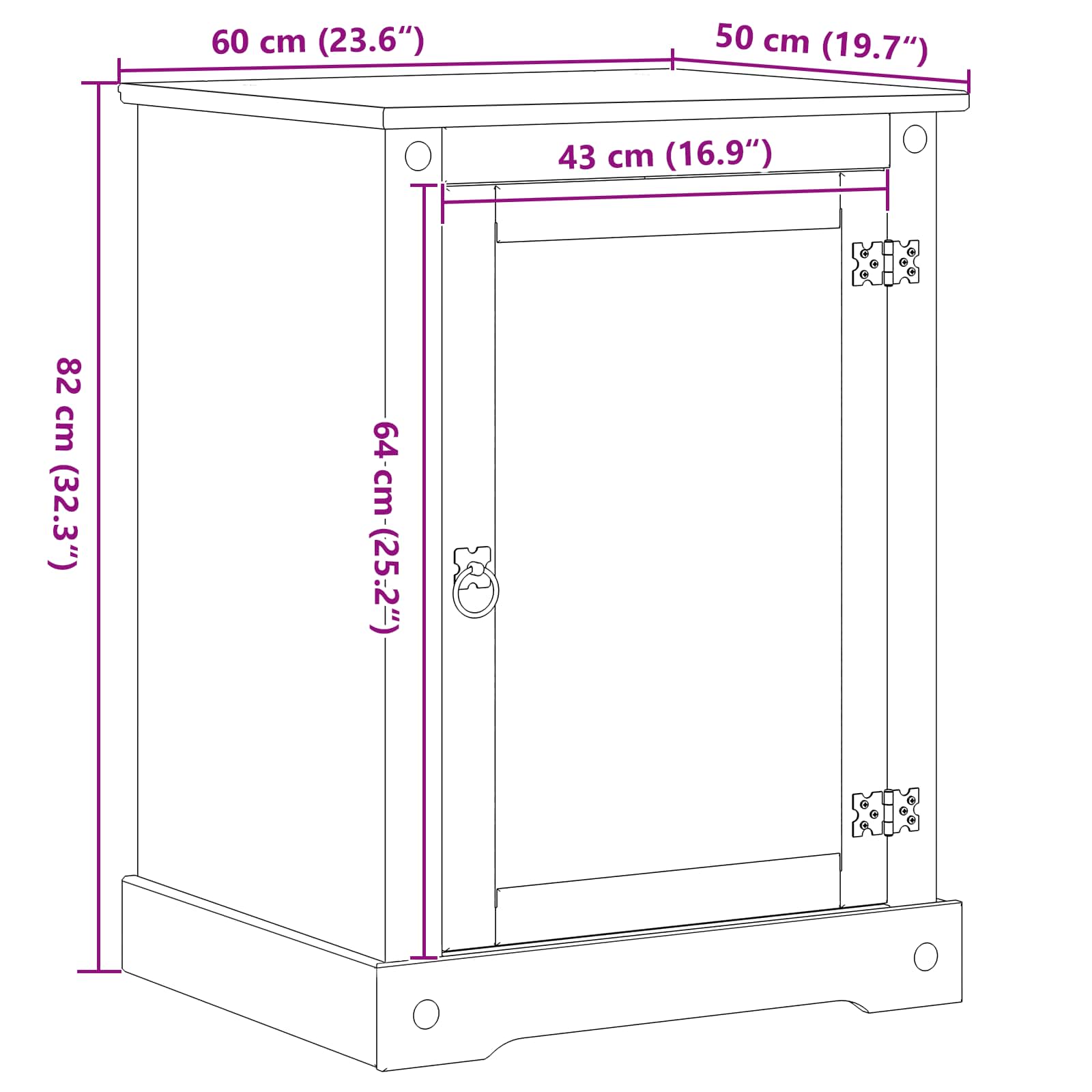 HiFi-Schrank Weiß 60 x 50 x 82 cm Massives Kiefernholz
