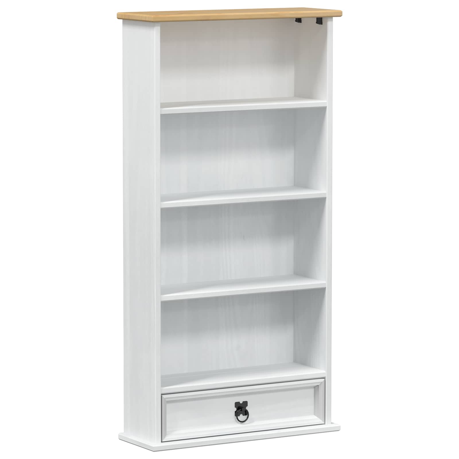 CD-Regal Weiß 52 x 17.5 x 103 cm Massives Kiefernholz