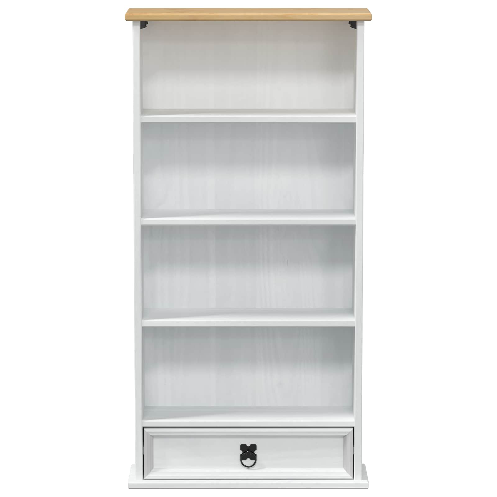 CD-Regal Weiß 52 x 17.5 x 103 cm Massives Kiefernholz
