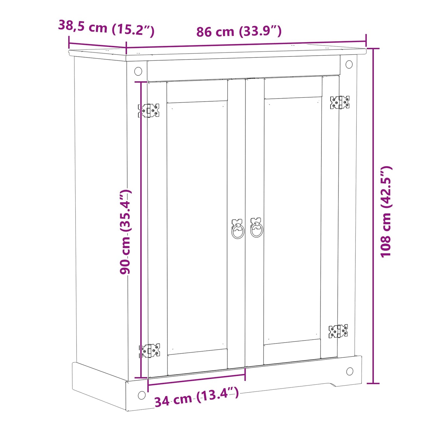 Schuhschrank Weiß 86 x 38,5 x 108 cm Massives Kiefernholz