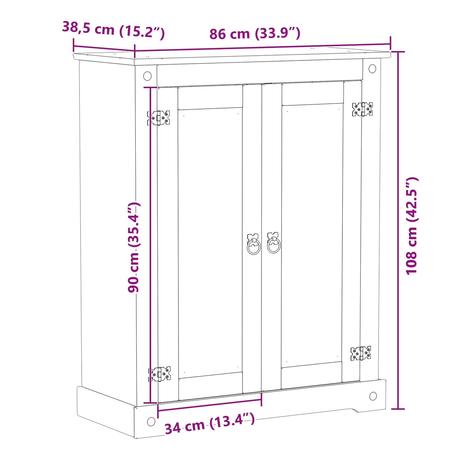 Schuhschrank Weiß 86 x 38,5 x 108 cm Massives Kiefernholz