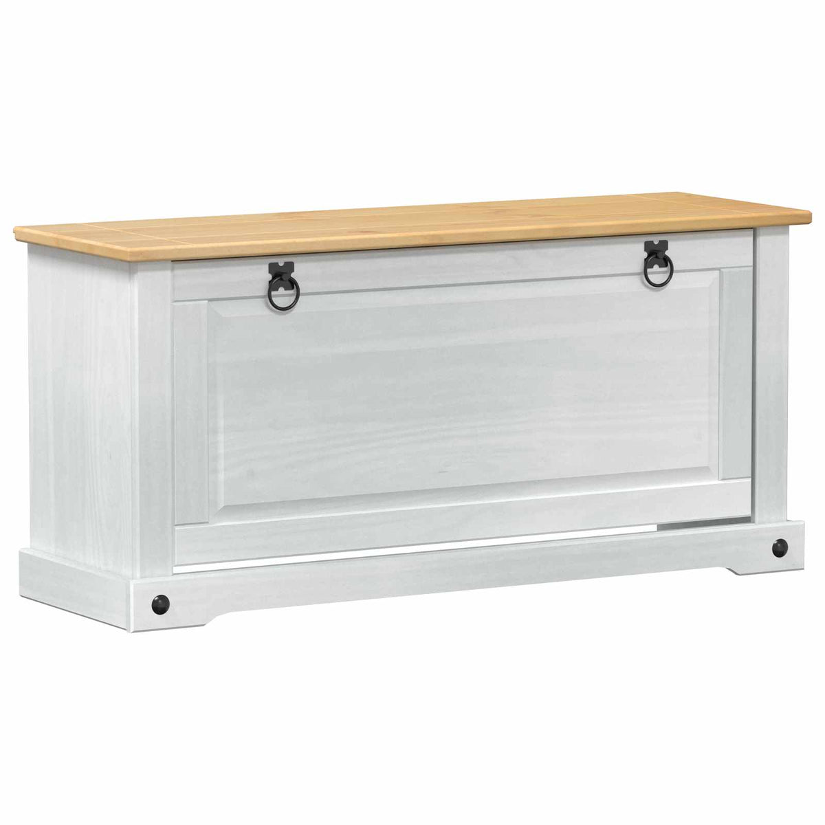 Schuhschrank CORONA 99 x 32 x 47 cm Massives Kiefernholz Weiß