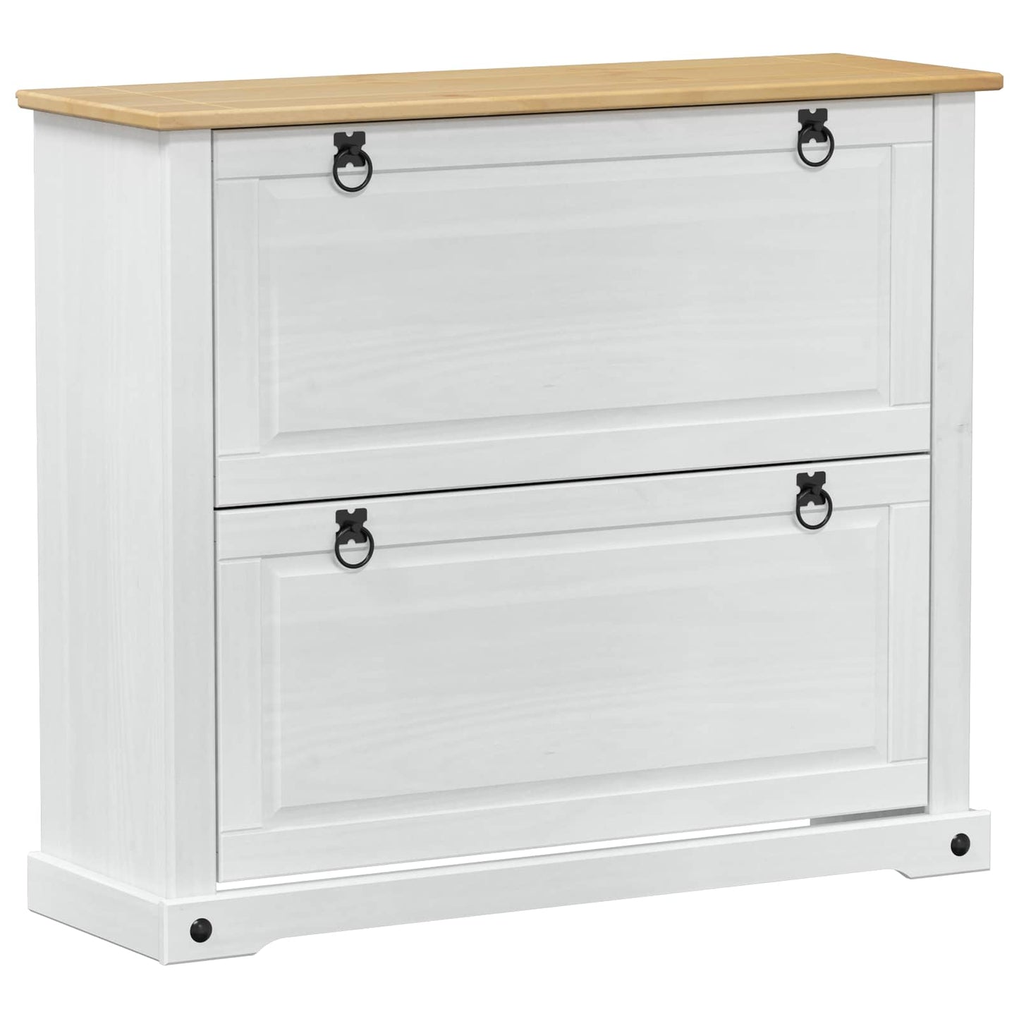 Schuhschrank Corona Weiß 99 x 32 x 85 cm Massives Kiefernholz