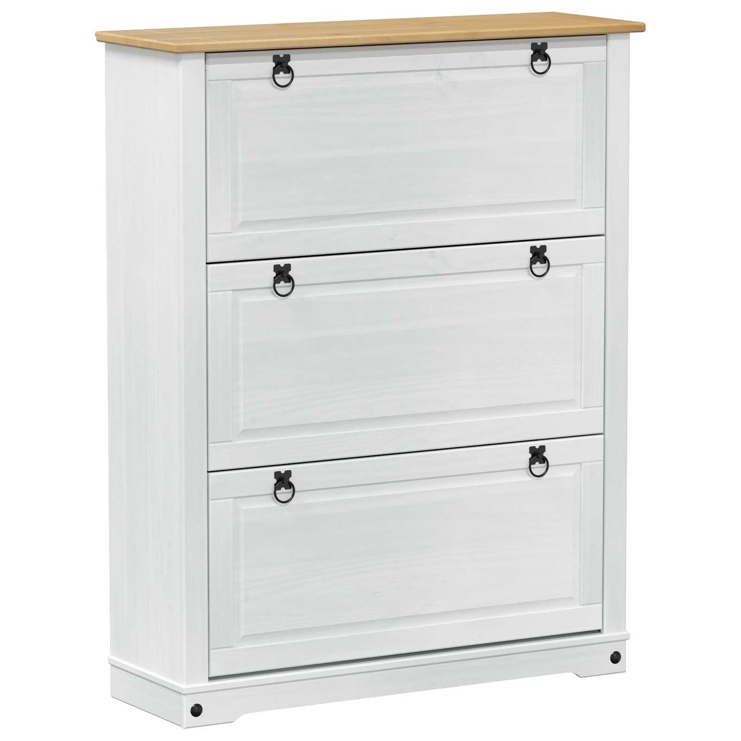 Schuhschrank Corona Weiß 99 x 32 x 122 cm Massives Kiefernholz