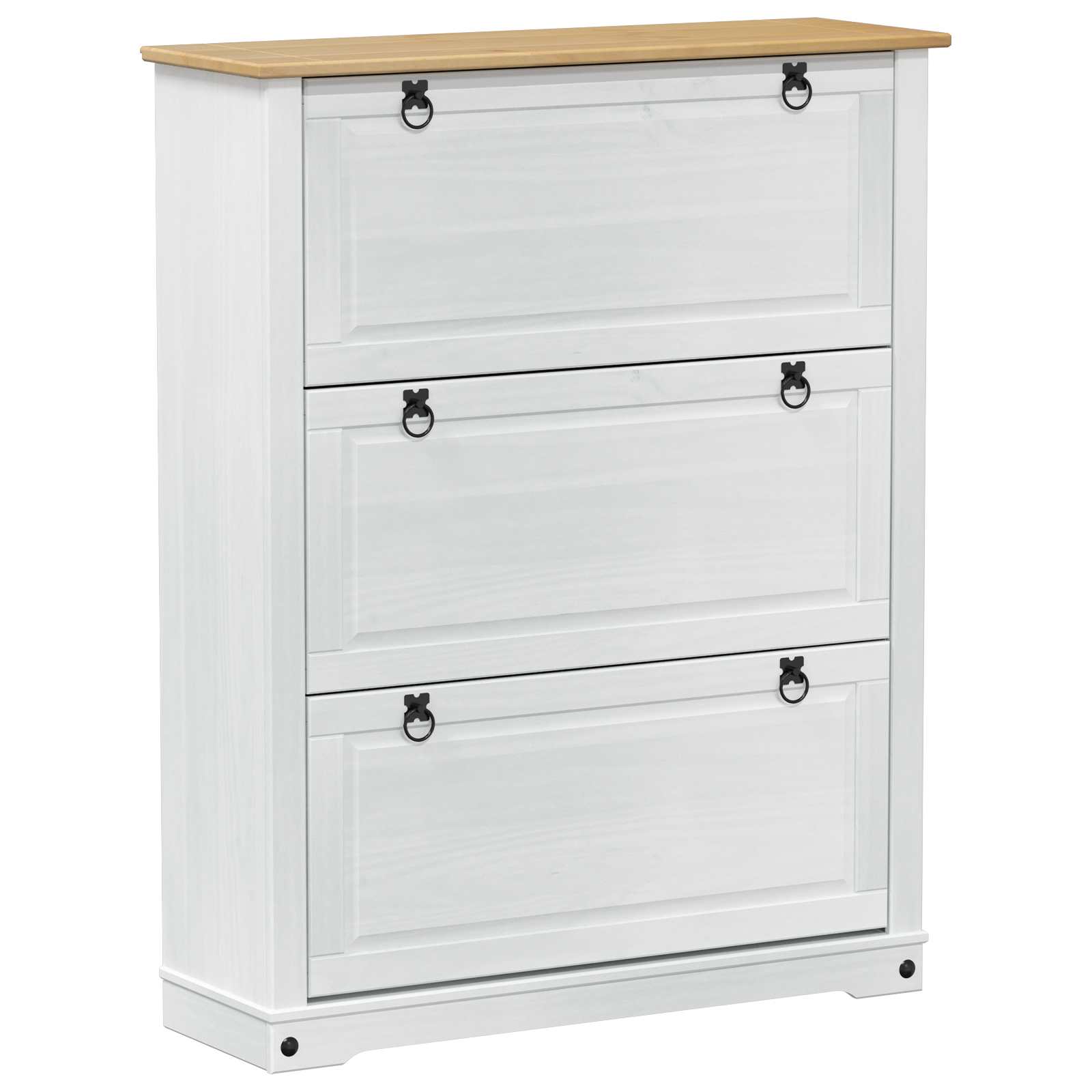 Schuhschrank Corona Weiß 99 x 32 x 122 cm Massives Kiefernholz