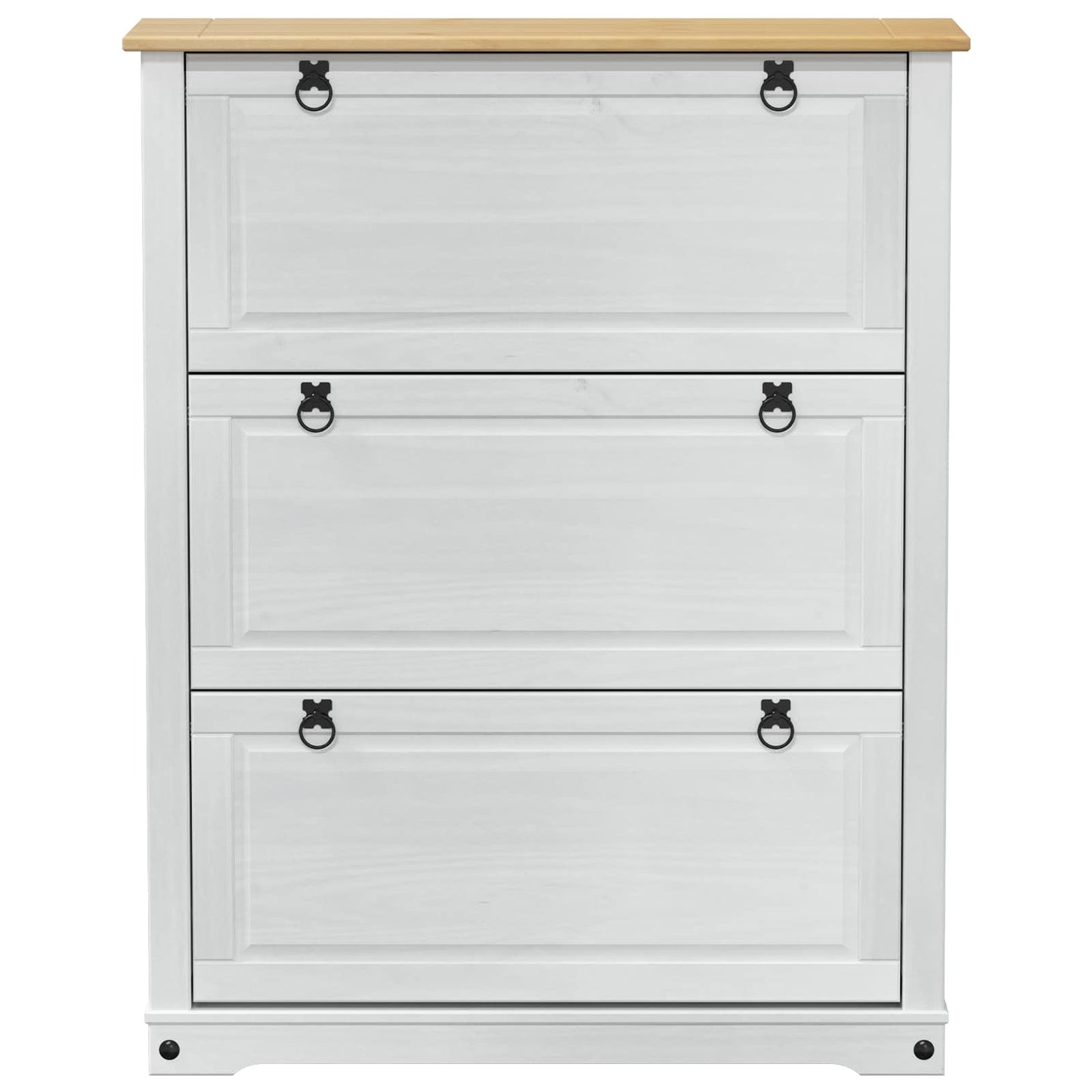 Schuhschrank Corona Weiß 99 x 32 x 122 cm Massives Kiefernholz