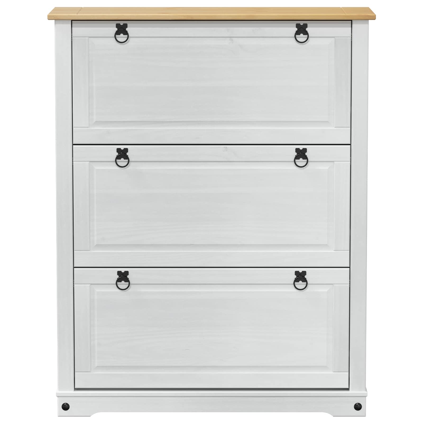 Schuhschrank Corona Weiß 99 x 32 x 122 cm Massives Kiefernholz