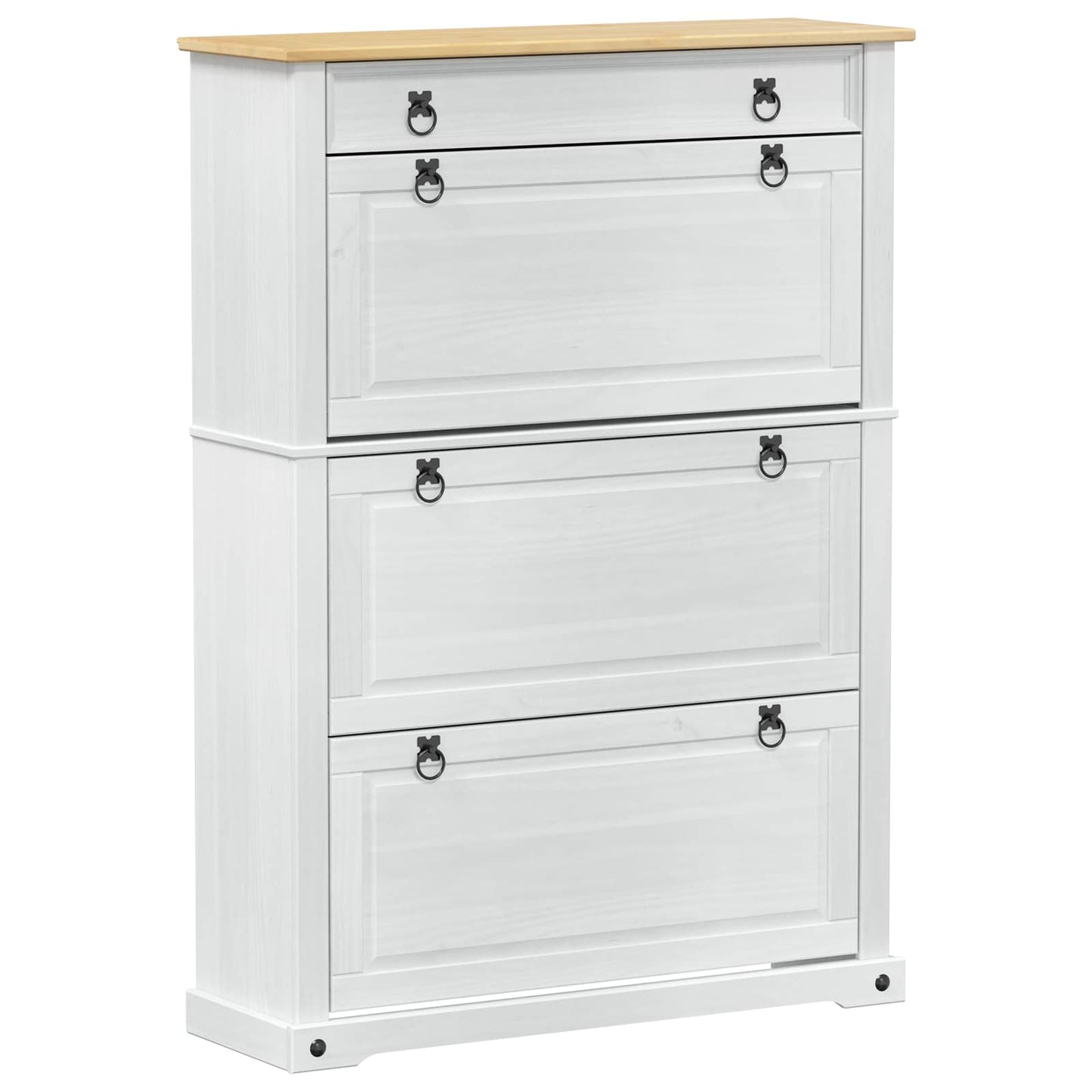 Schuhschrank Corona Weiß 99 x 32 x 138 cm Massives Kiefernholz