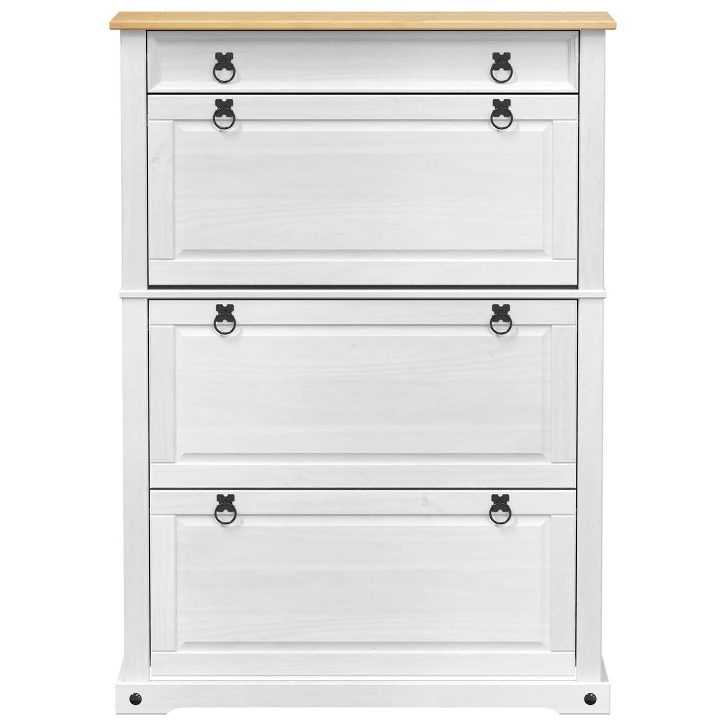 Schuhschrank Corona Weiß 99 x 32 x 138 cm Massives Kiefernholz