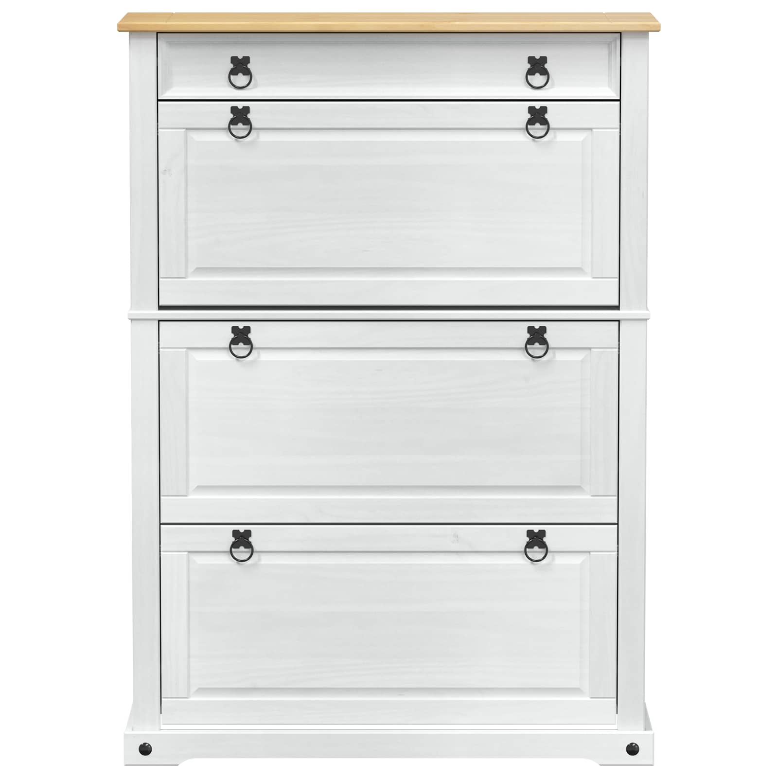 Schuhschrank Corona Weiß 99 x 32 x 138 cm Massives Kiefernholz