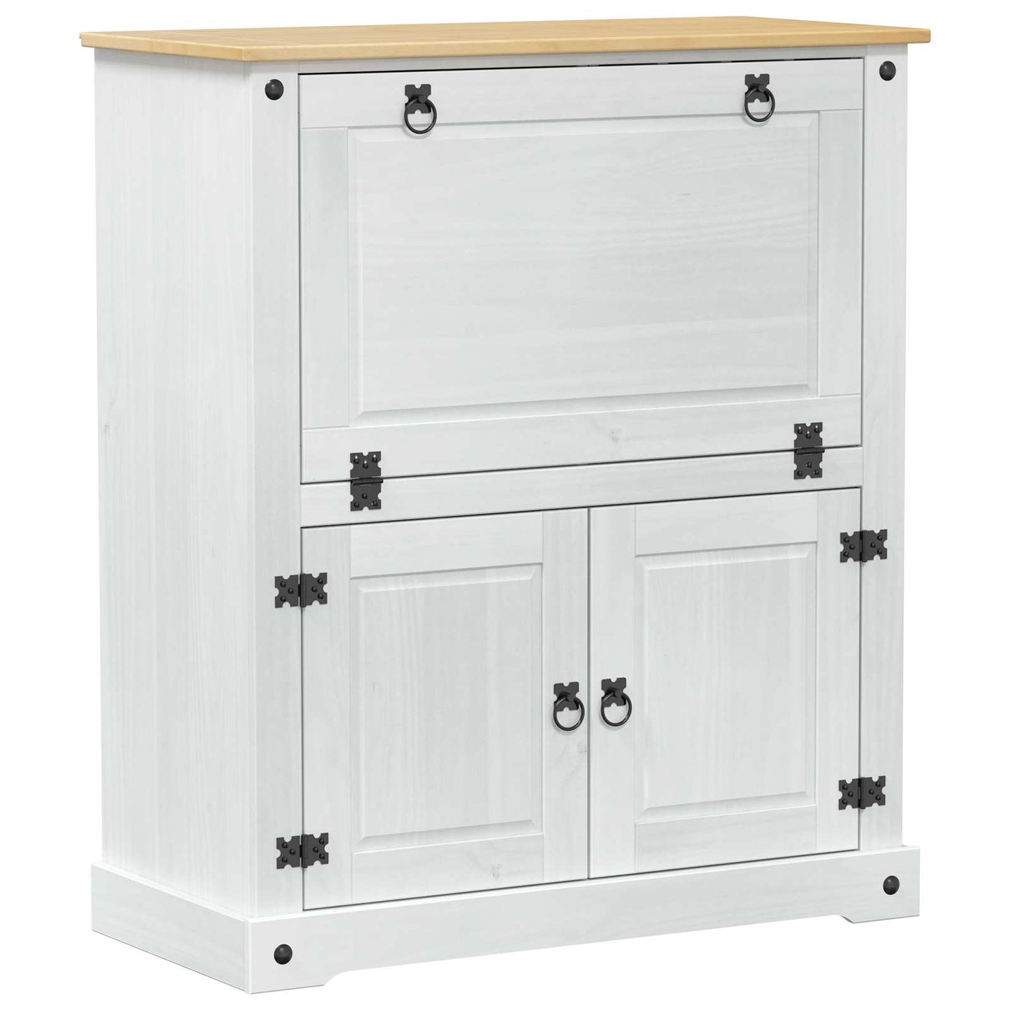 Weinschrank Weiß 97 x 45 x 114 cm Massives Kiefernholz