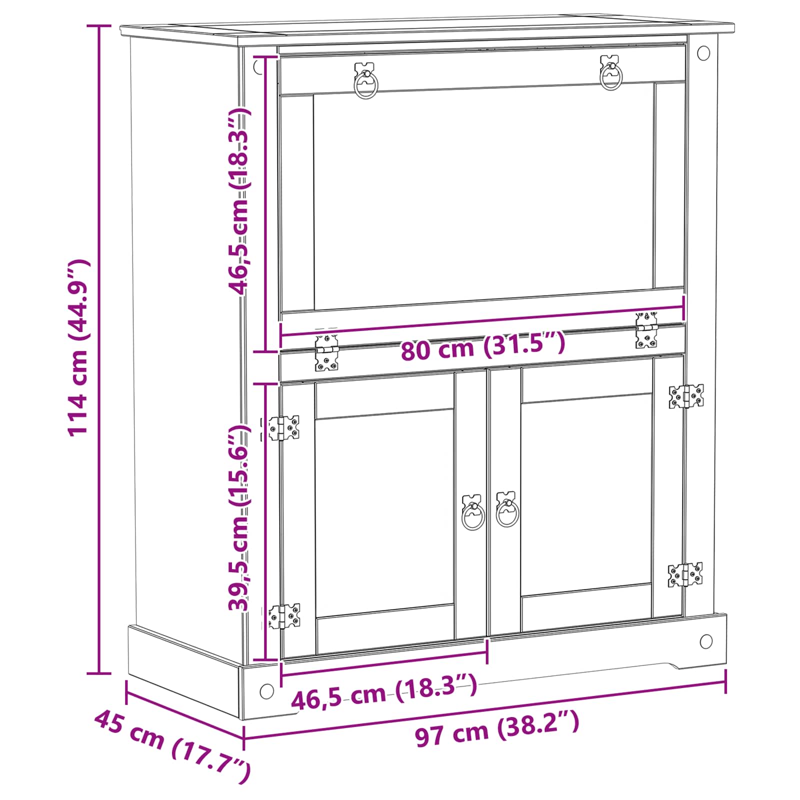Weinschrank Weiß 97 x 45 x 114 cm Massives Kiefernholz