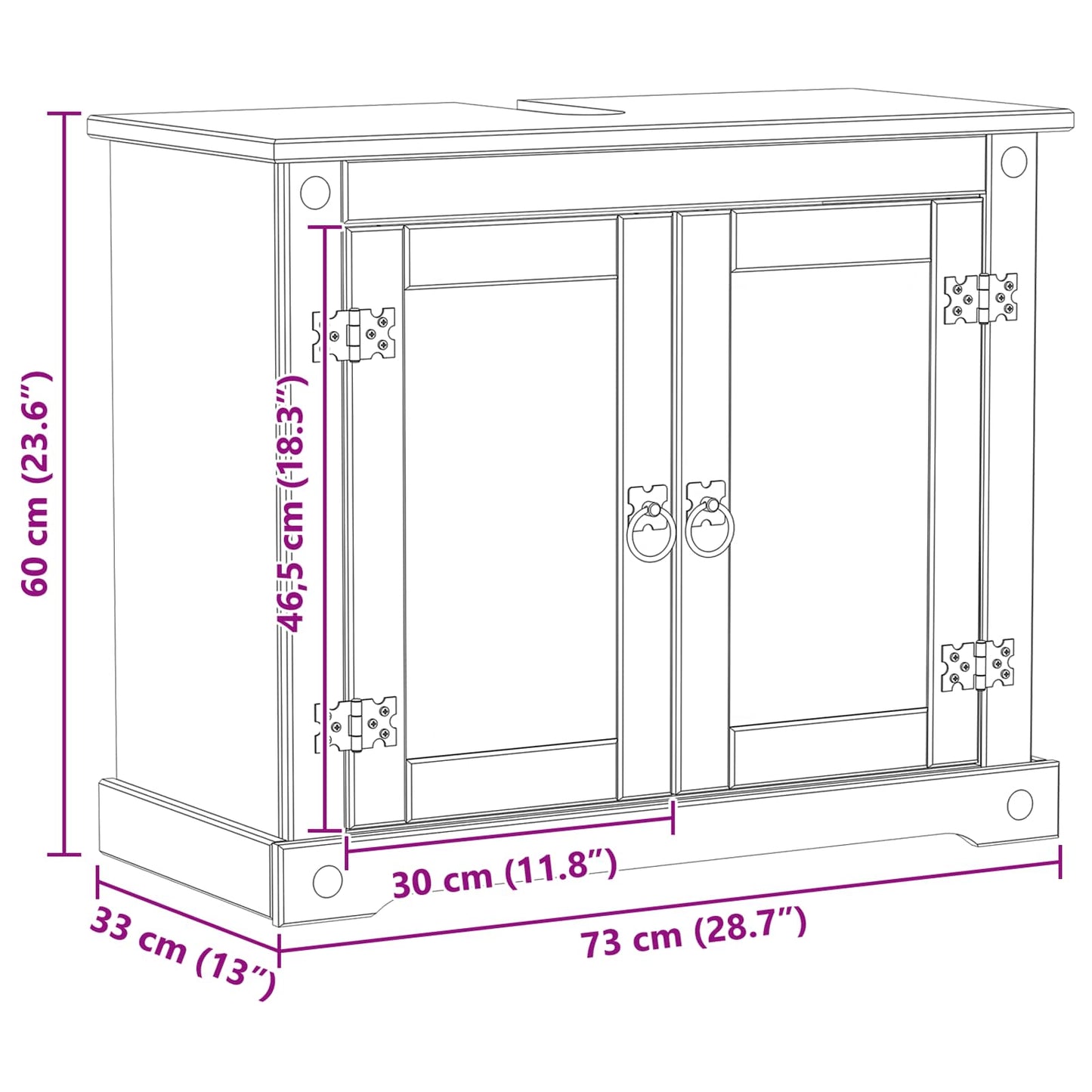 Waschbeckenunterschrank Weiß 73 x 33 x 60 cm