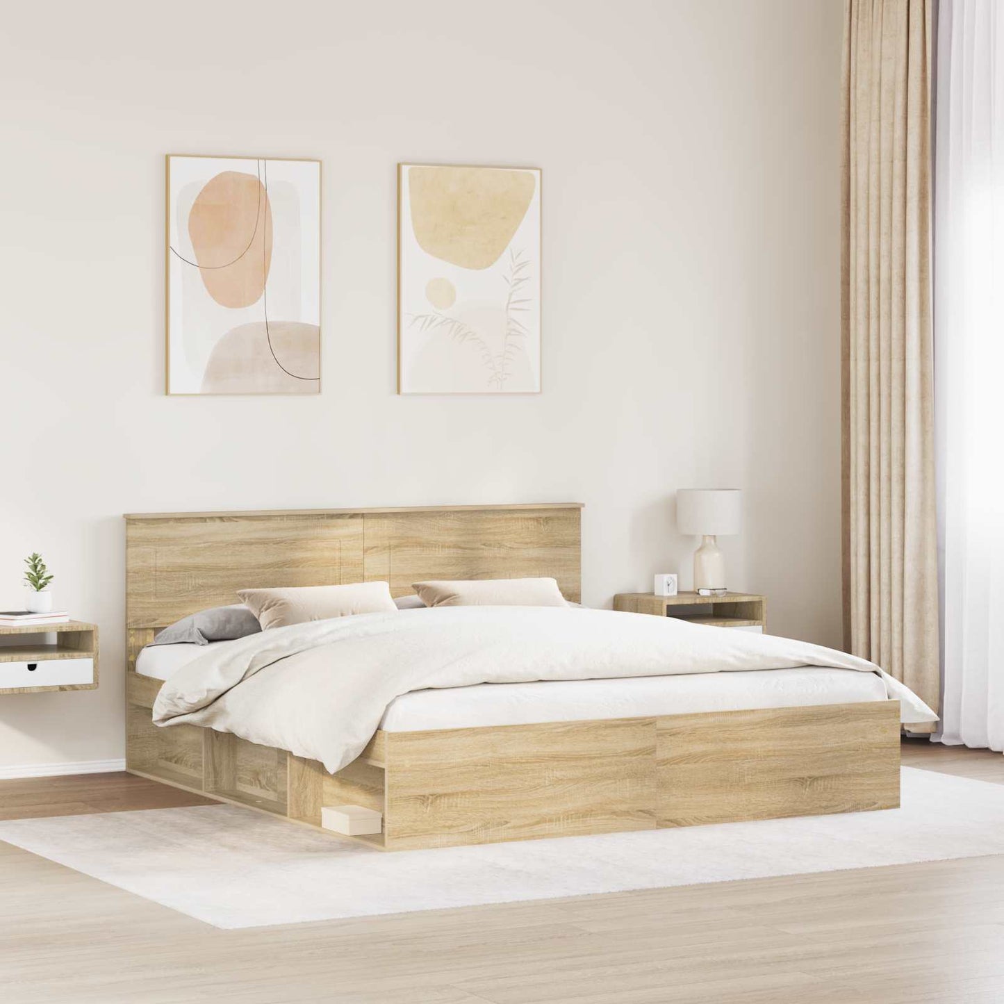 Bettrahmen mit Kopfteil Sonoma 200 x 200 cm Holzwerkstoff