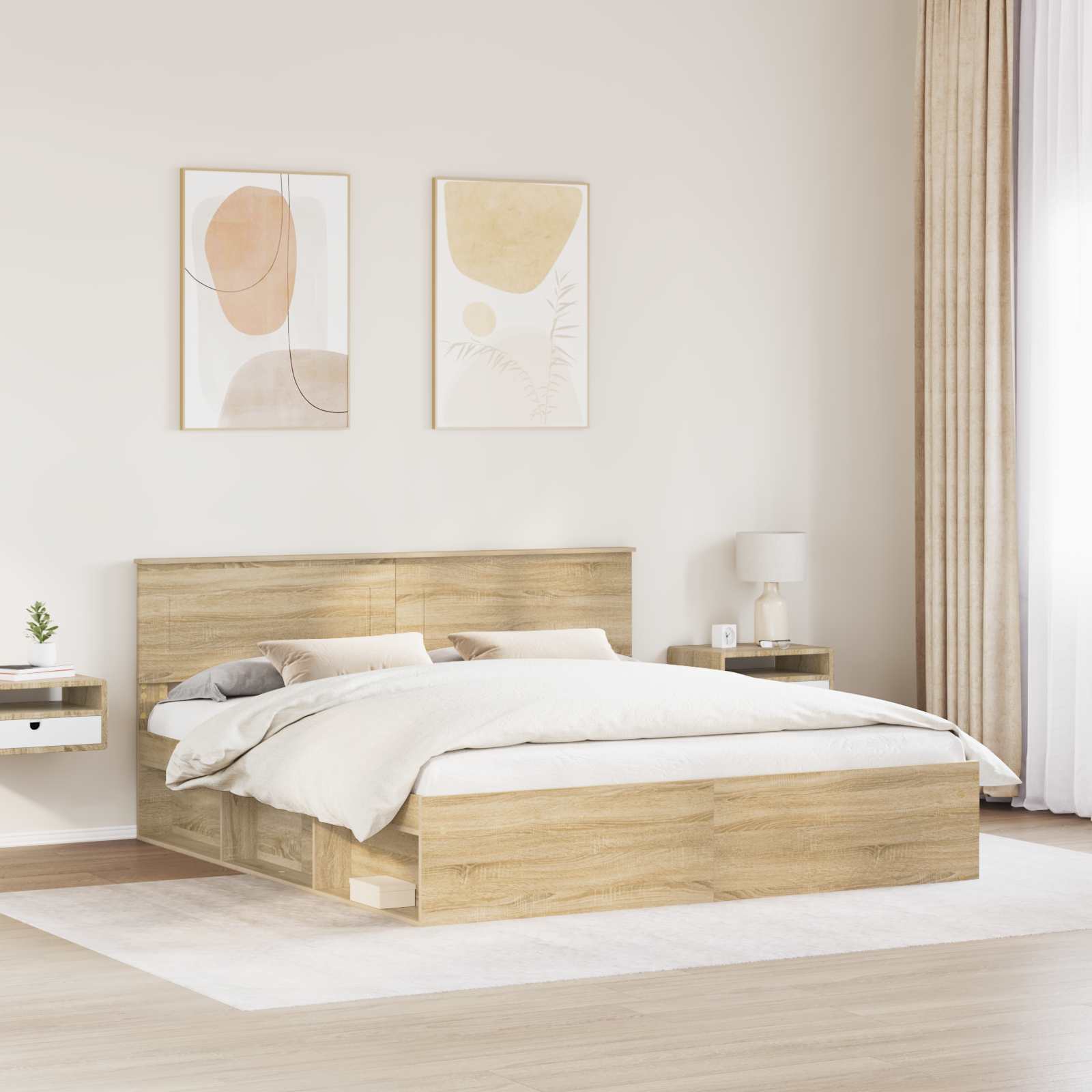 Bettrahmen mit Kopfteil Sonoma 200 x 200 cm Holzwerkstoff