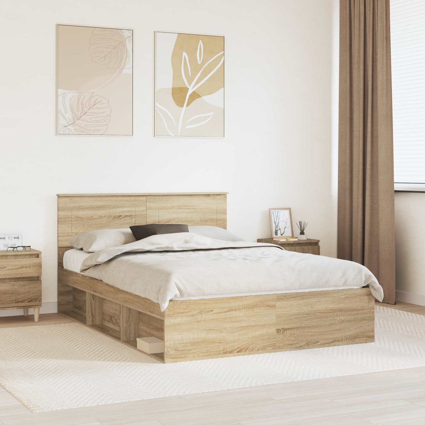 Bettrahmen mit Kopfteil Sonoma 140 x 190 cm Holzwerkstoff