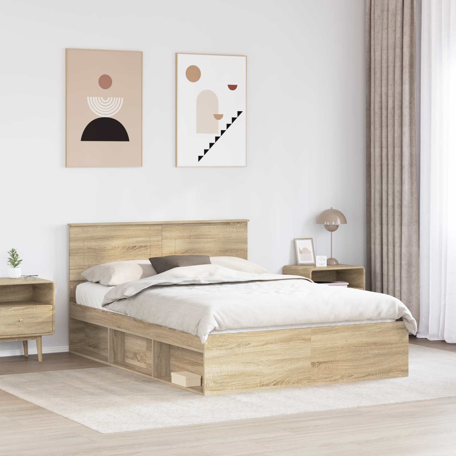 Bettrahmen mit Kopfteil Sonoma 140 x 190 cm Holzwerkstoff