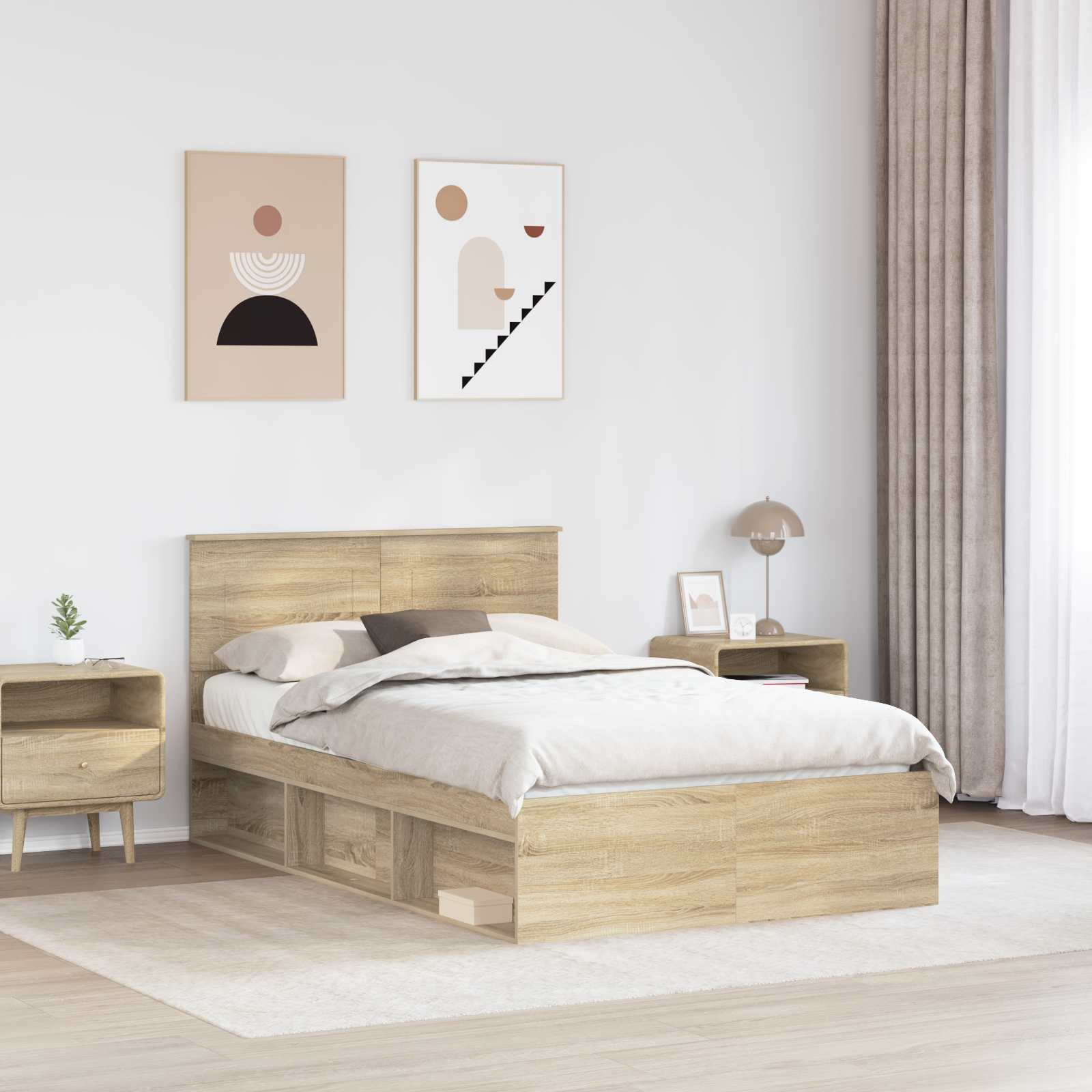 Bettrahmen mit Kopfteil Sonoma 120 x 190 cm Holzwerkstoff