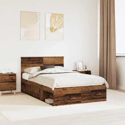 Bettrahmen mit Kopfteil Altholz 120 x 190 cm Holzwerkstoff