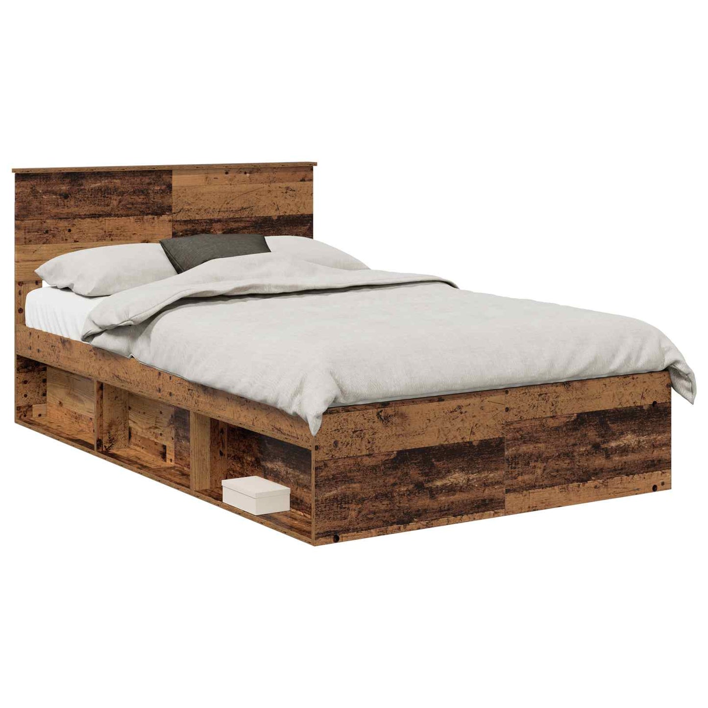 Bettrahmen mit Kopfteil Altholz 120 x 190 cm Holzwerkstoff