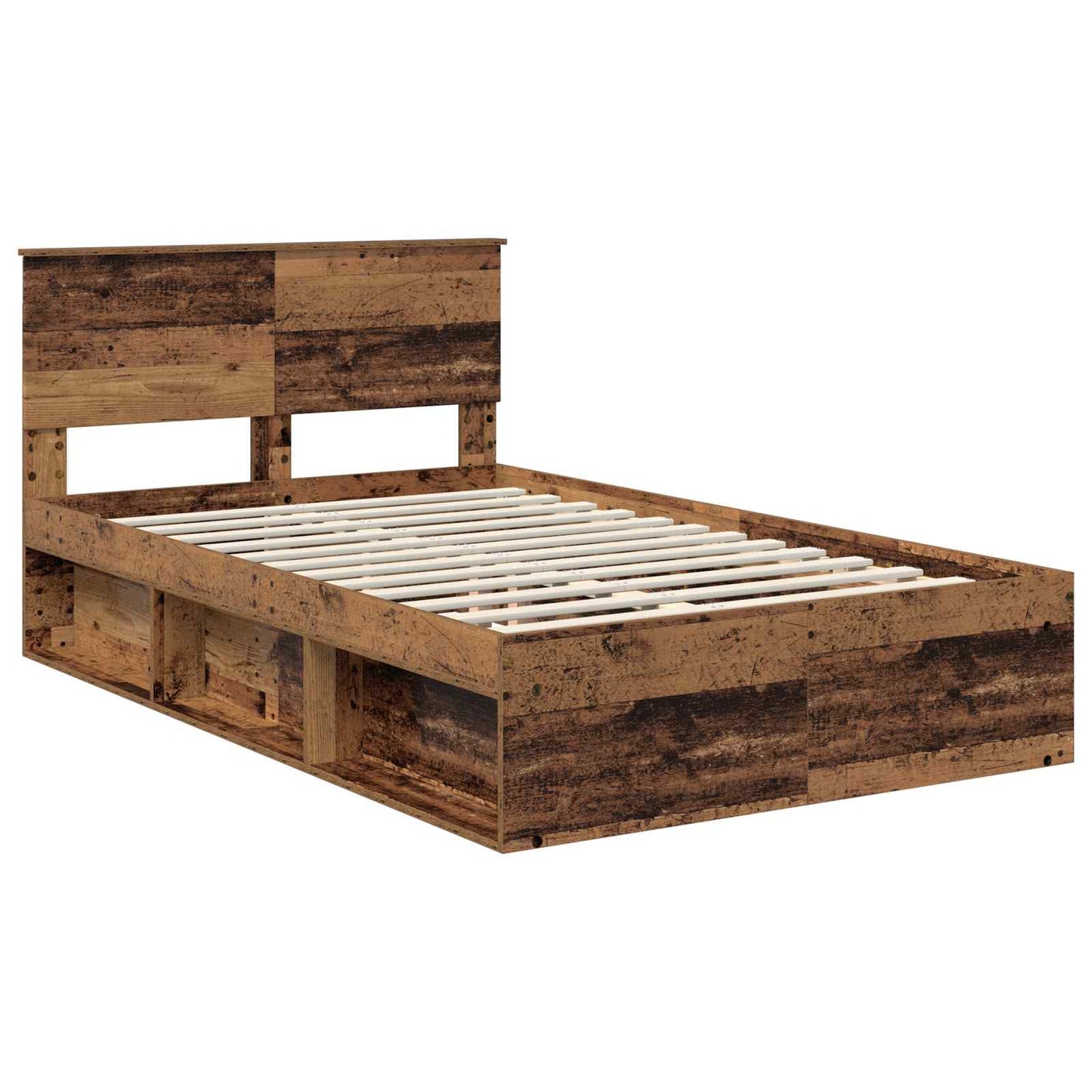Bettrahmen mit Kopfteil Altholz 120 x 190 cm Holzwerkstoff