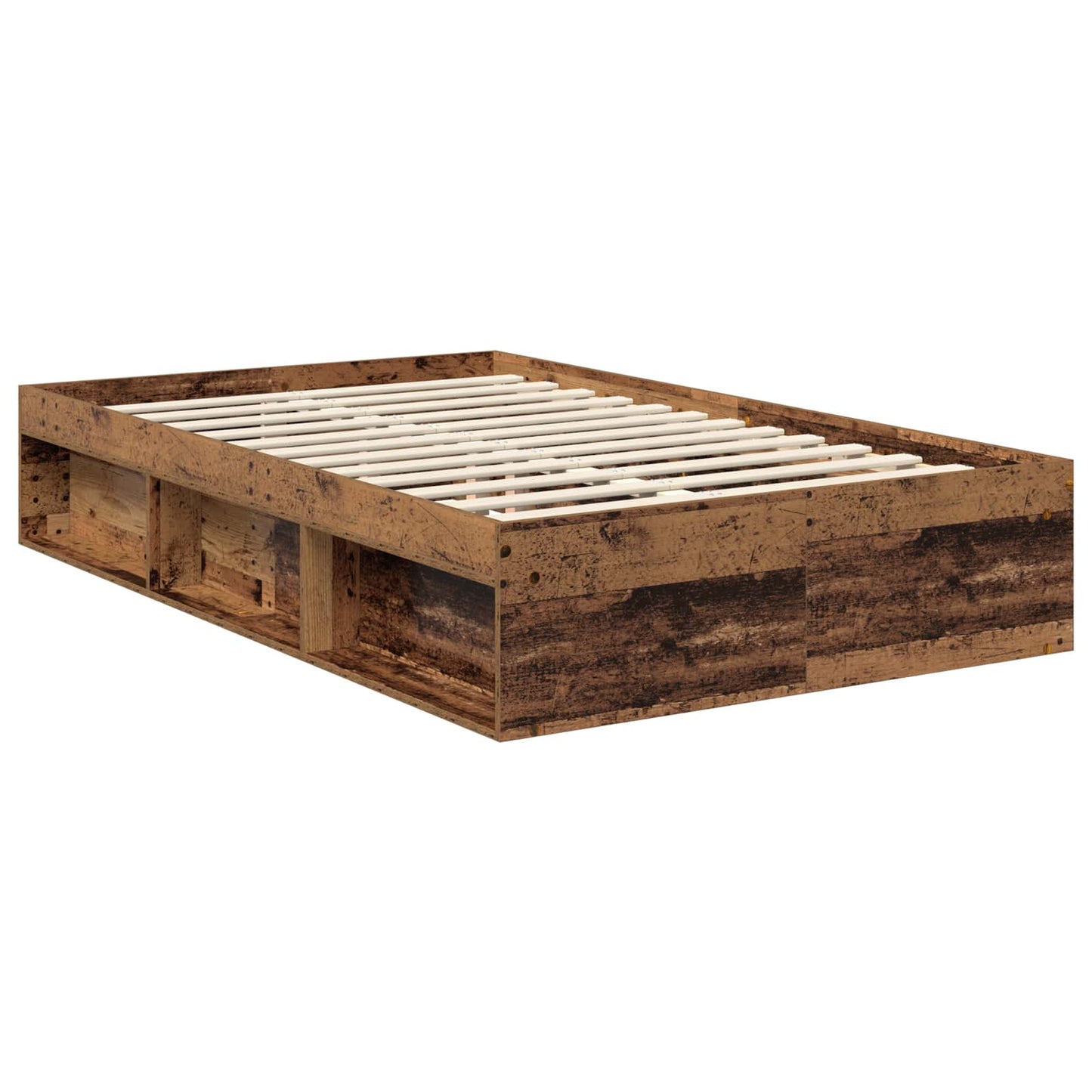 Bettrahmen mit Kopfteil Altholz 120 x 190 cm Holzwerkstoff