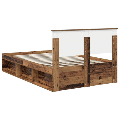 Bettrahmen mit Kopfteil Altholz 120 x 190 cm Holzwerkstoff