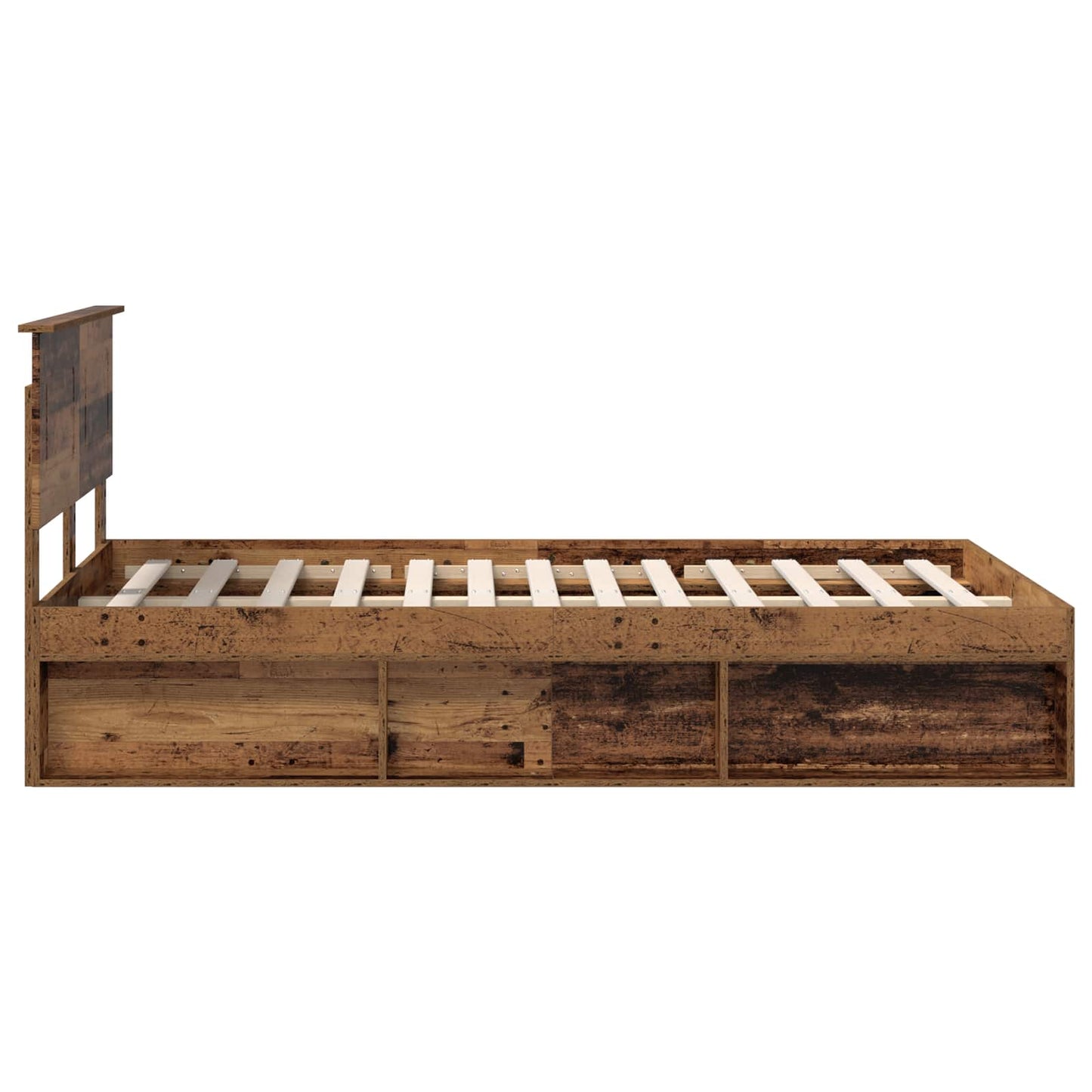 Bettrahmen mit Kopfteil Altholz 120 x 190 cm Holzwerkstoff